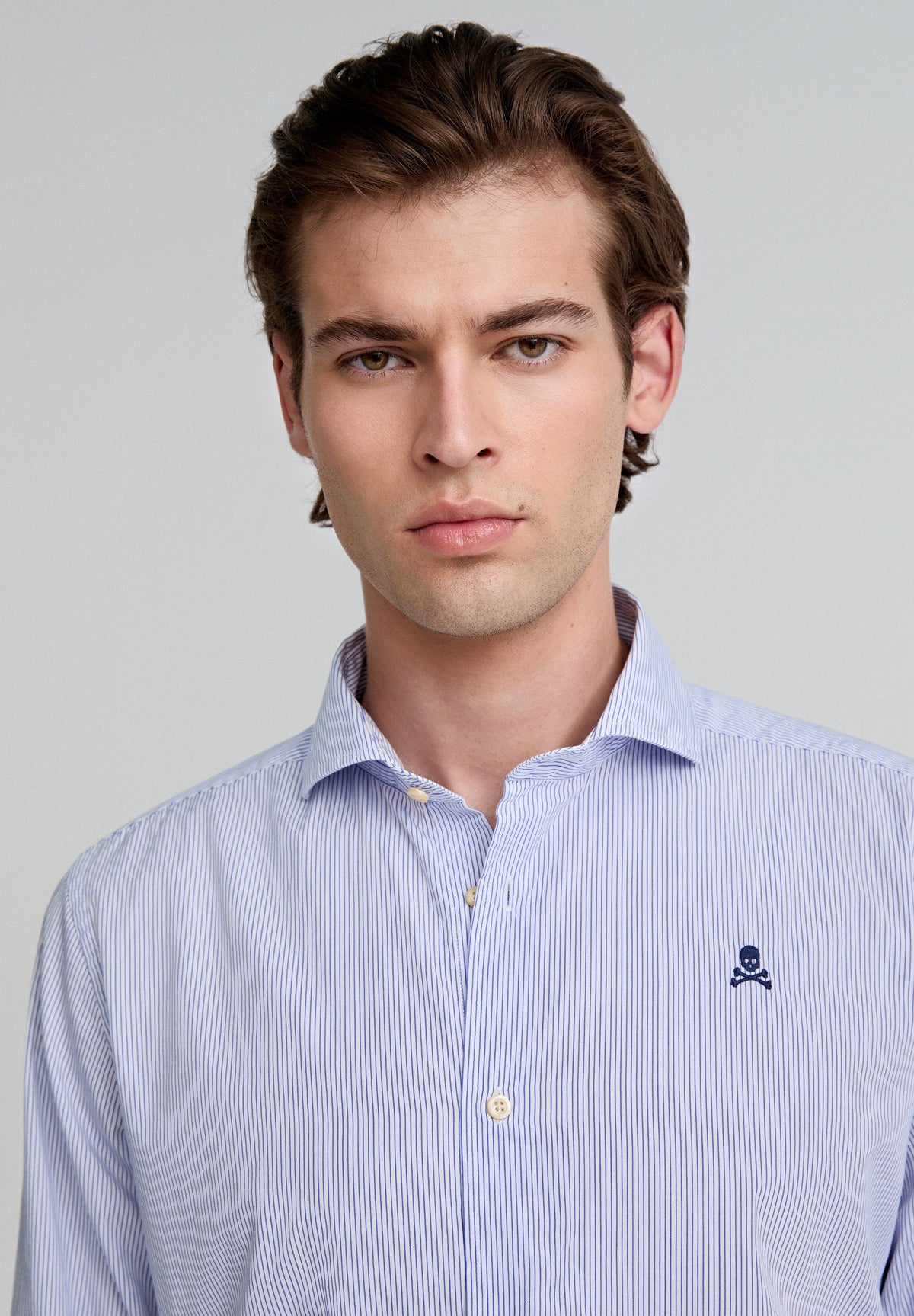CONTRAST SKULL STRIPED FORMAL SHIRT