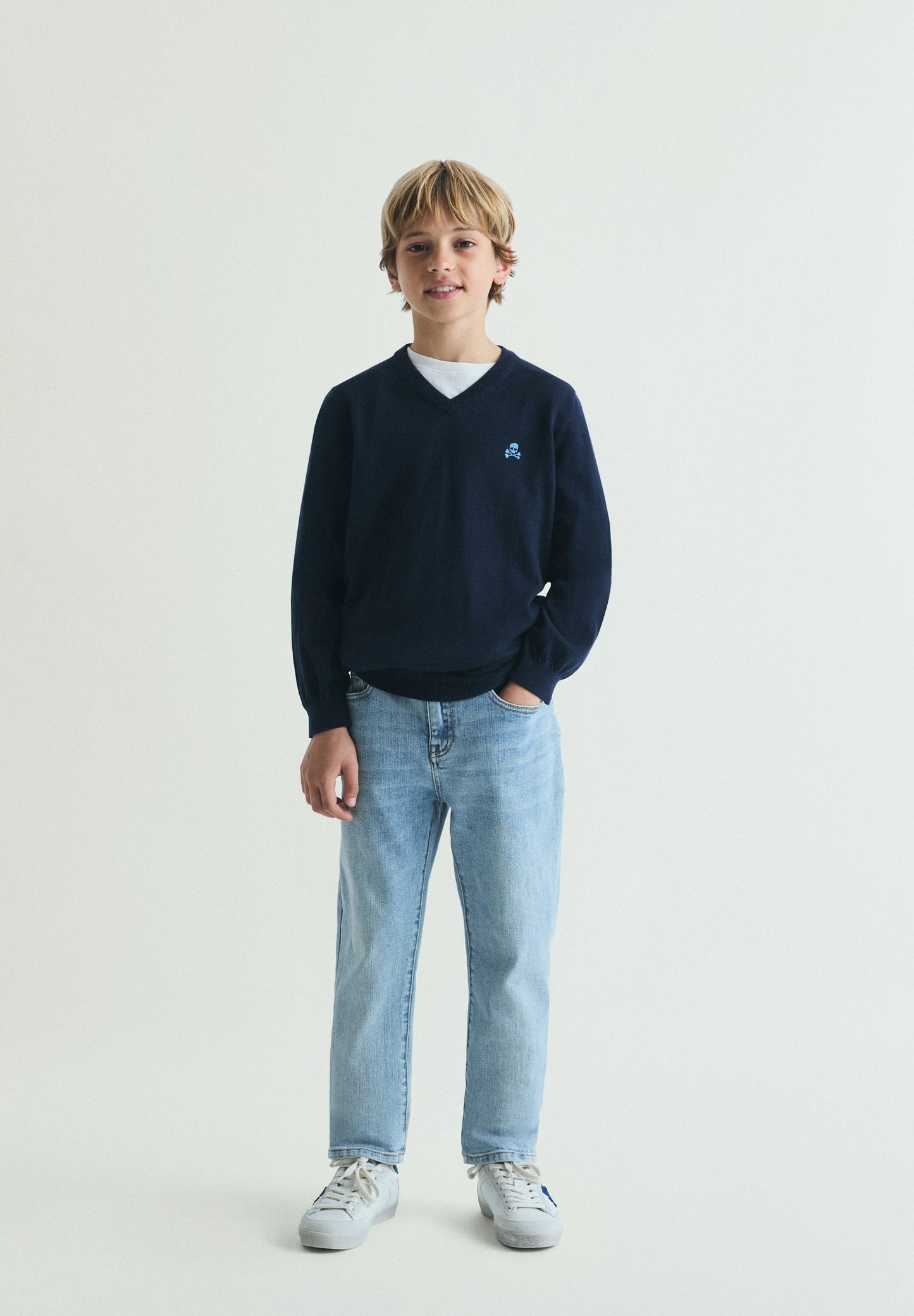 BASIC COTTON EMBROIDERED SWEATER