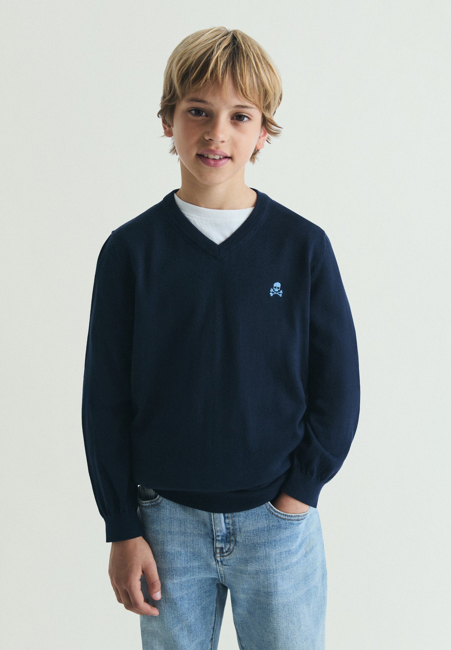 BASIC COTTON EMBROIDERED SWEATER