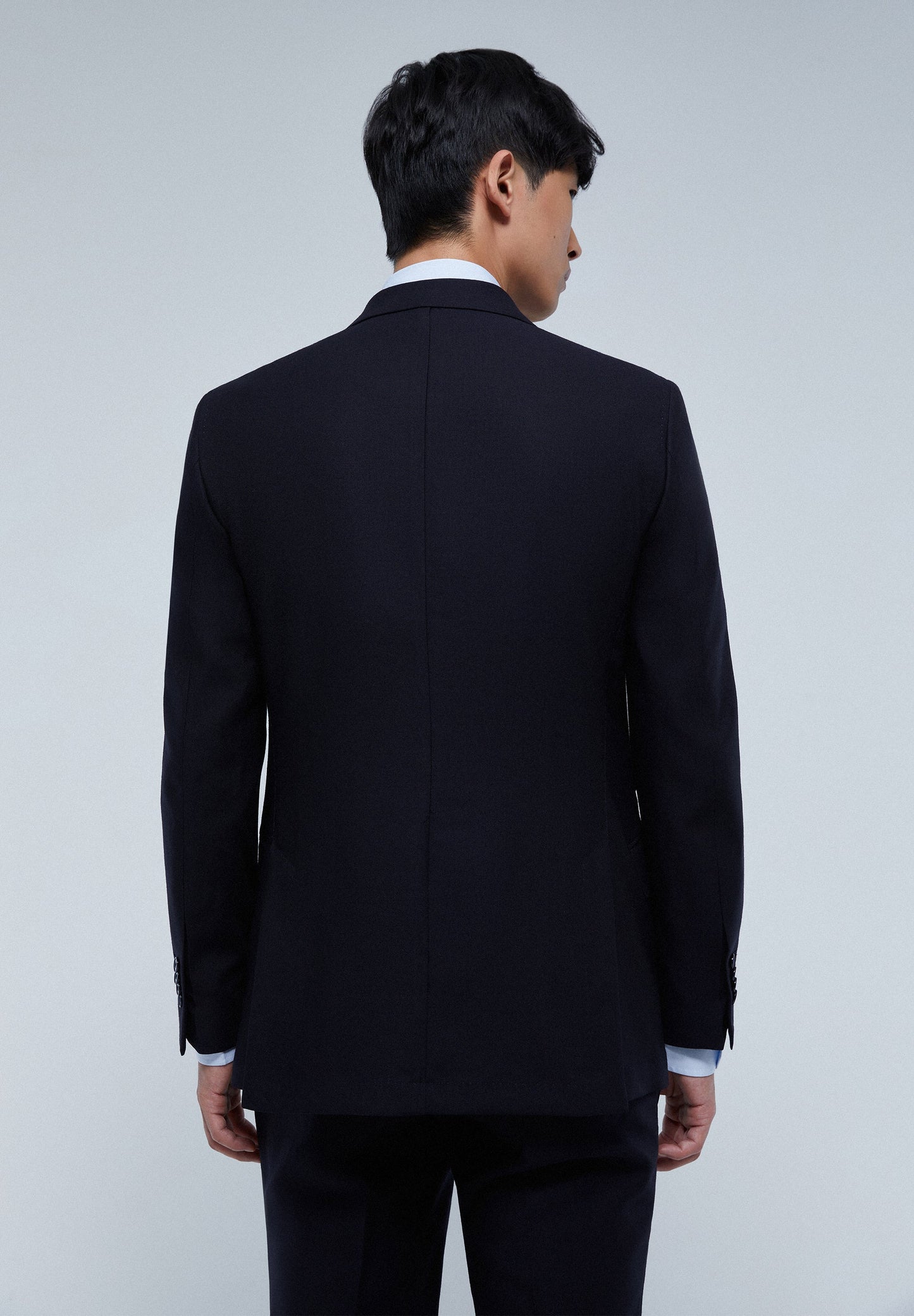 NAVY BLUE WOOL STRUCTURED SUIT