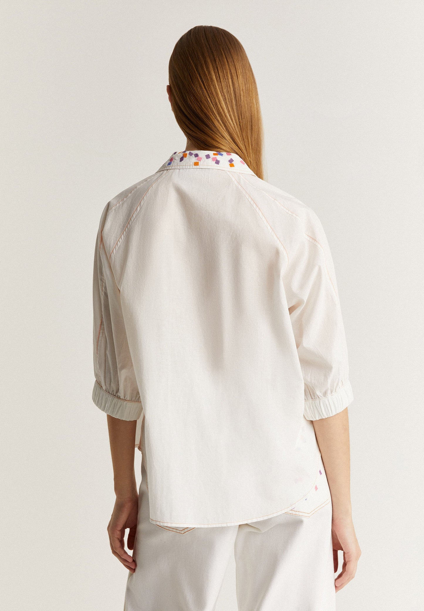 SHIRT WITH EMBROIDERED DETAIL AND SQUARE DESIGN
