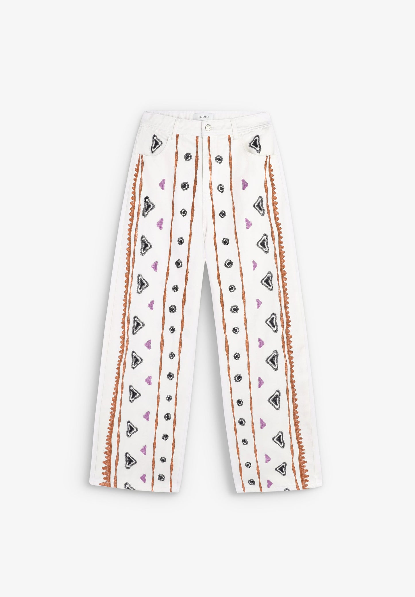 JEANS WITH EMBROIDERED ETHNIC MOTIFS