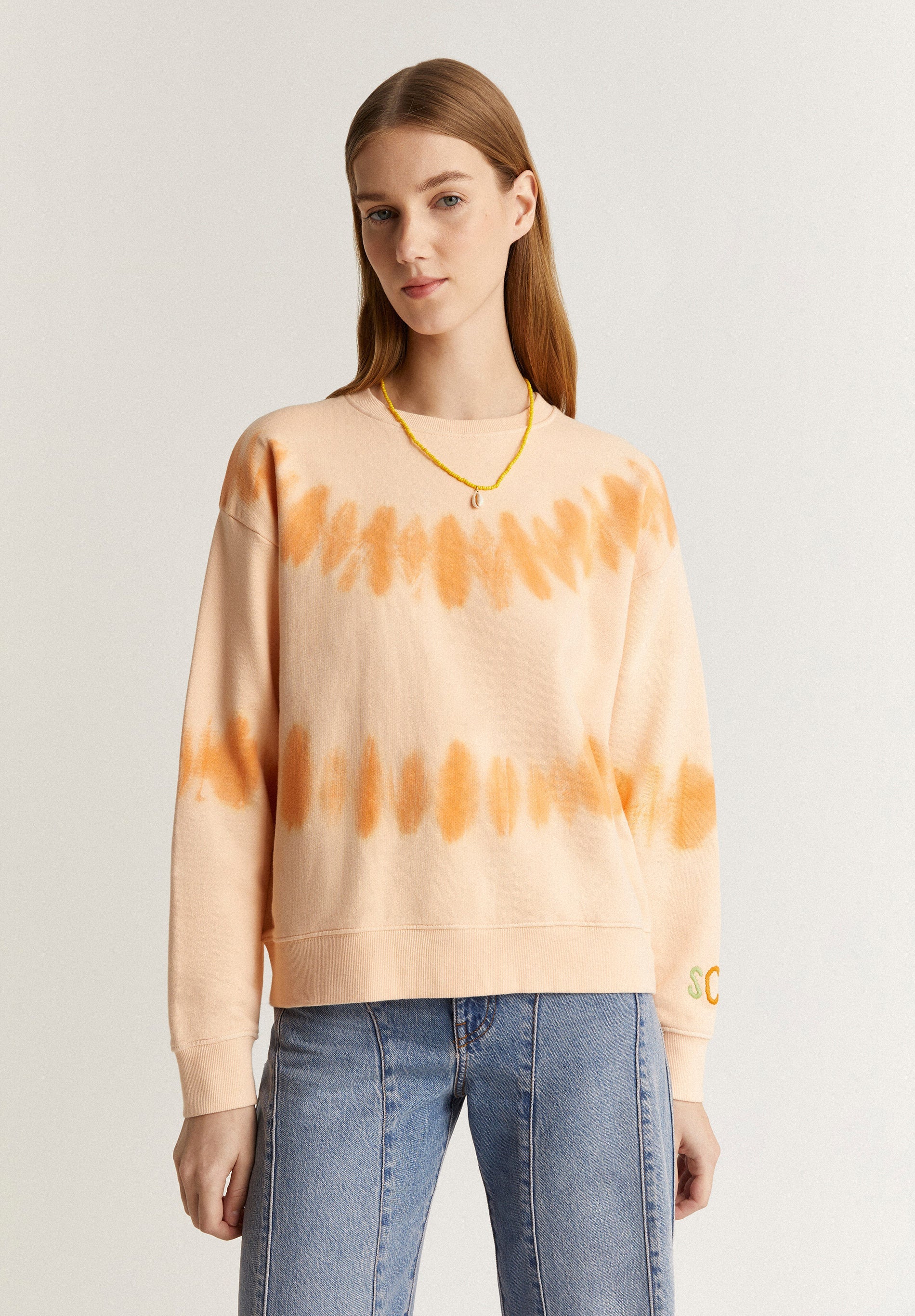 TIE-DYE CONTRAST SKULL SWEATSHIRT