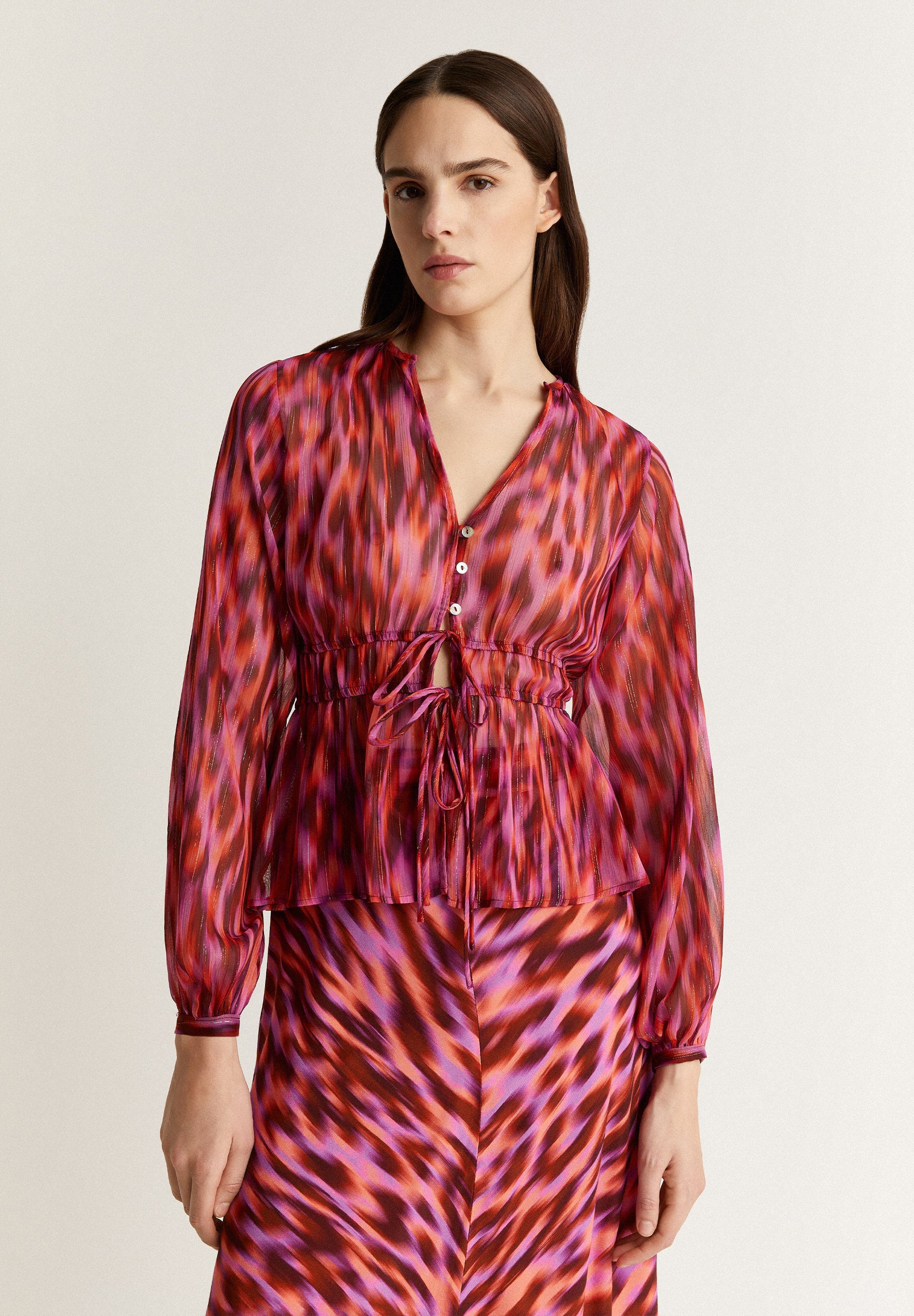 PRINTED BLOUSE WITH LUREX