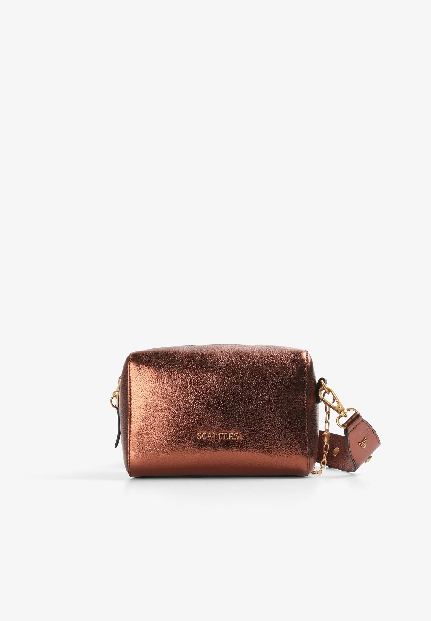 METALLIC LEATHER BAG WITH CHAIN STRAP