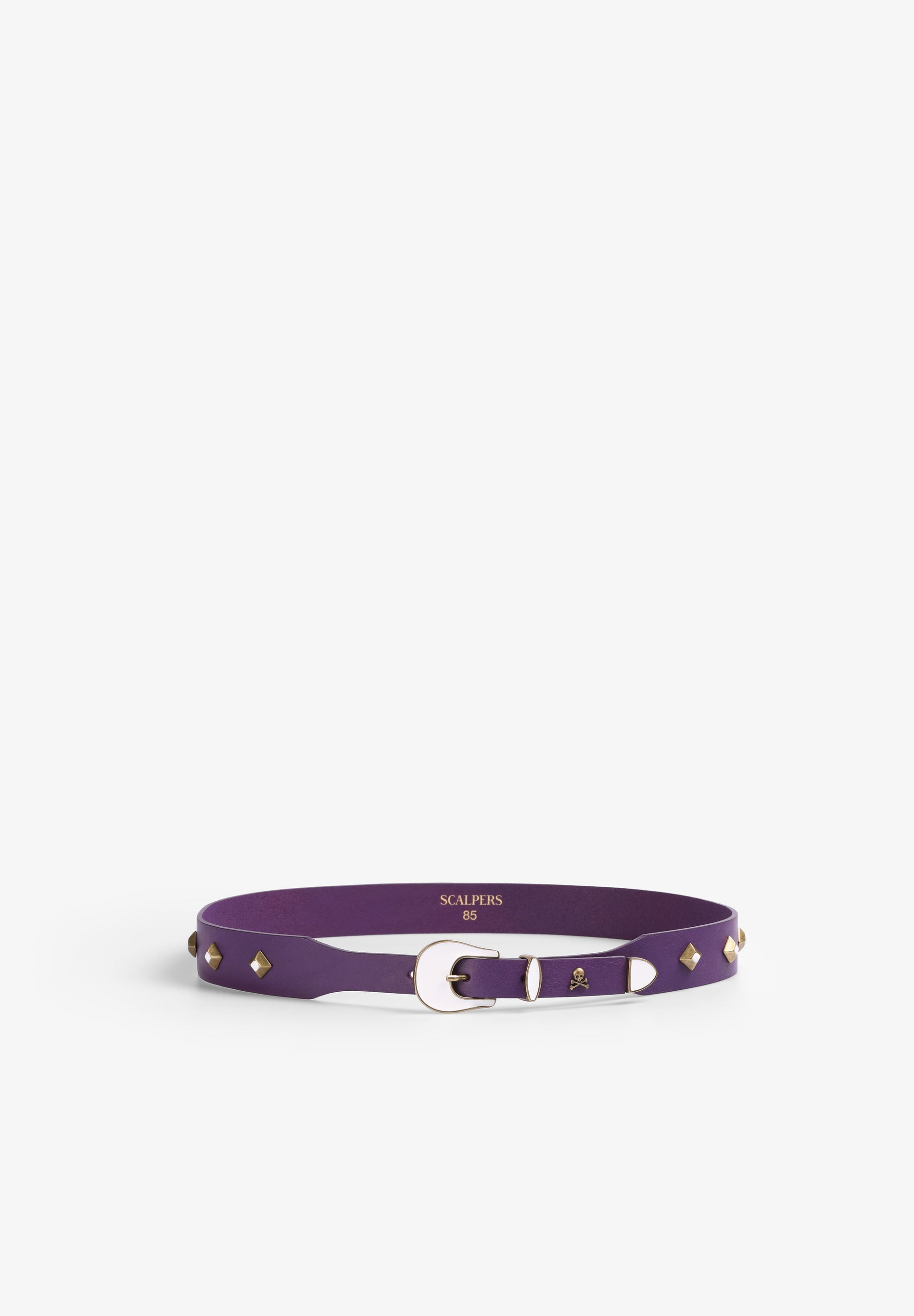 STUDDED LEATHER BELT WITH LACQUER DETAIL