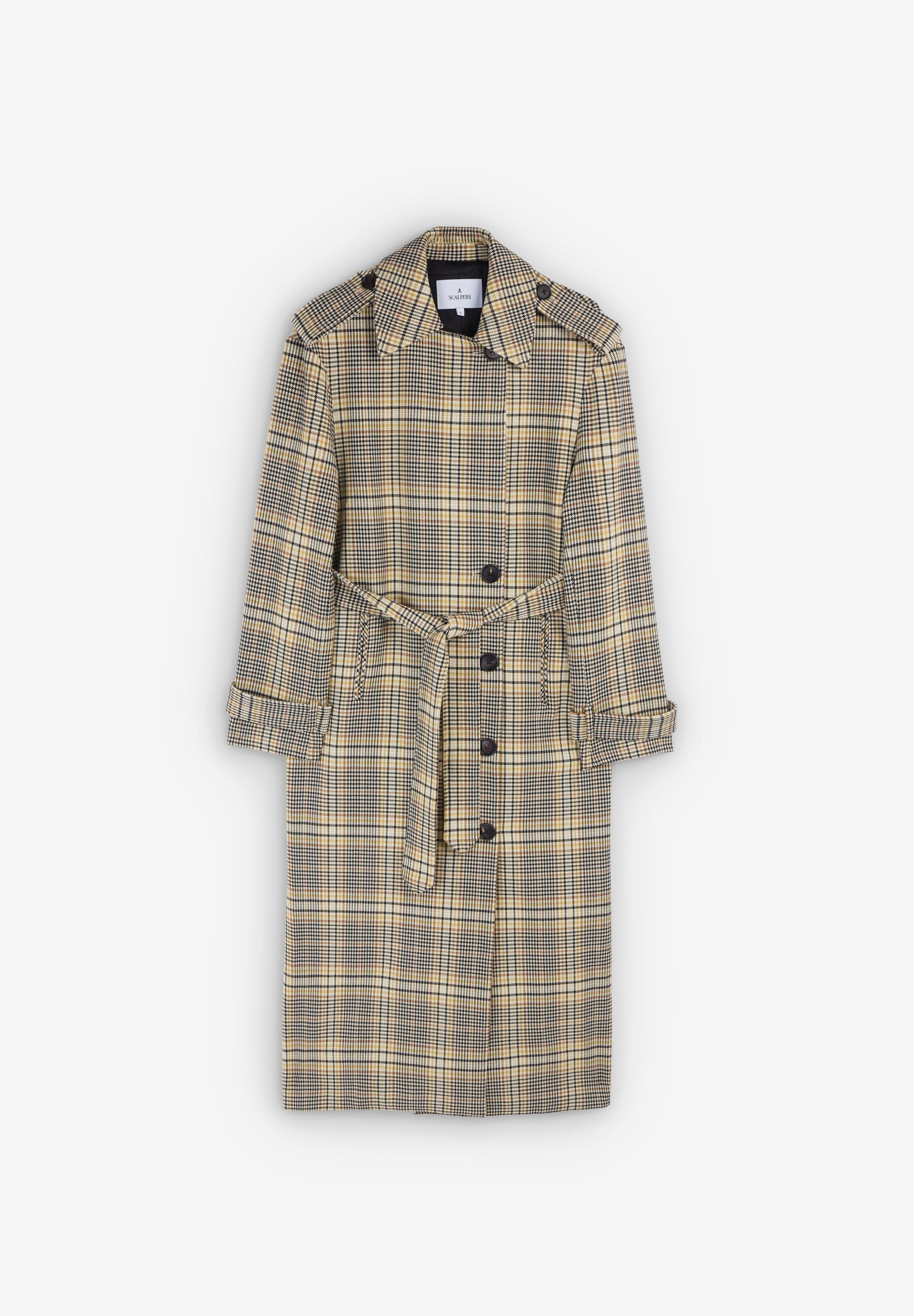 CHECK TRENCH COAT WITH TIE