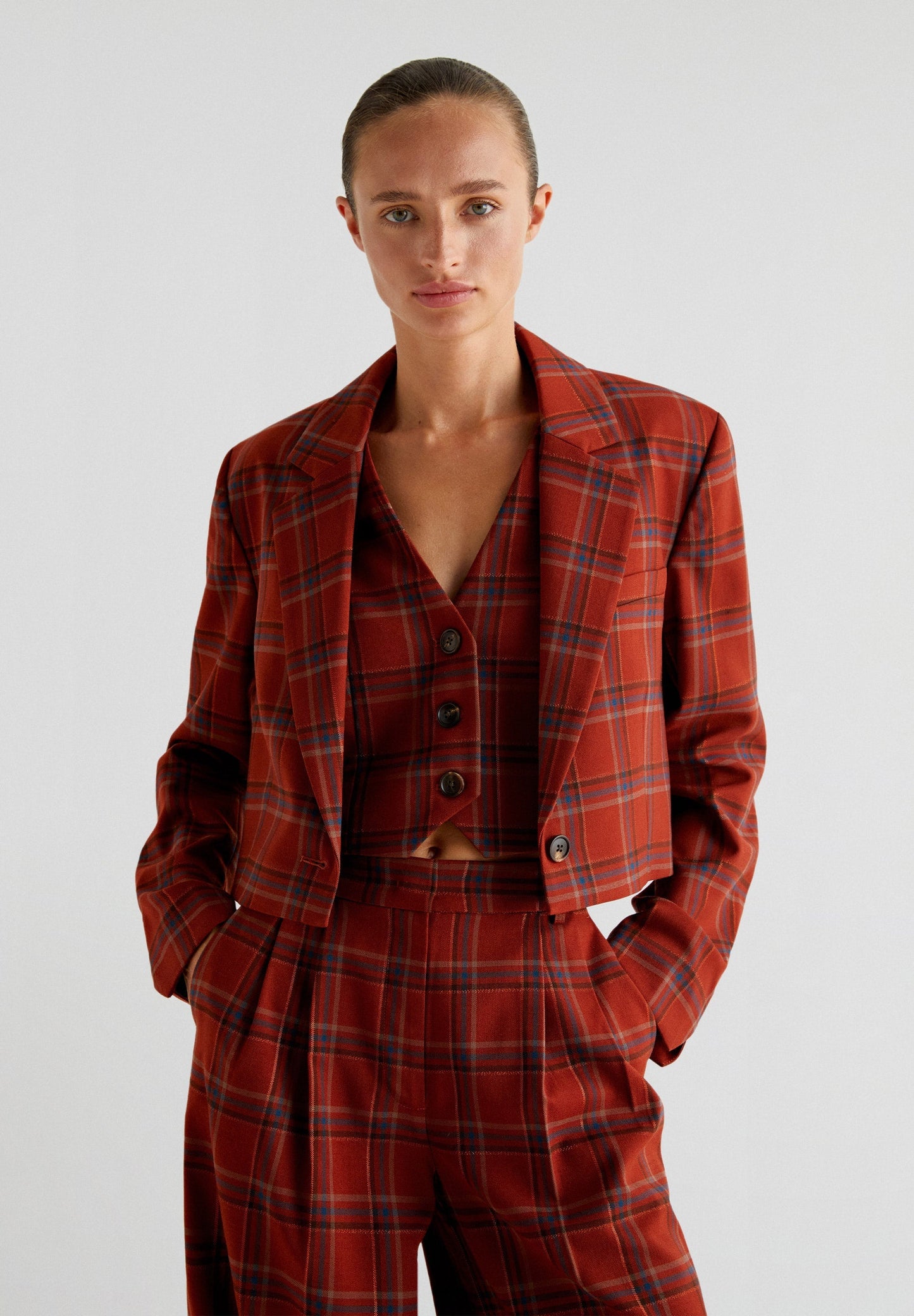 TERRACOTTA CHECK BLAZER