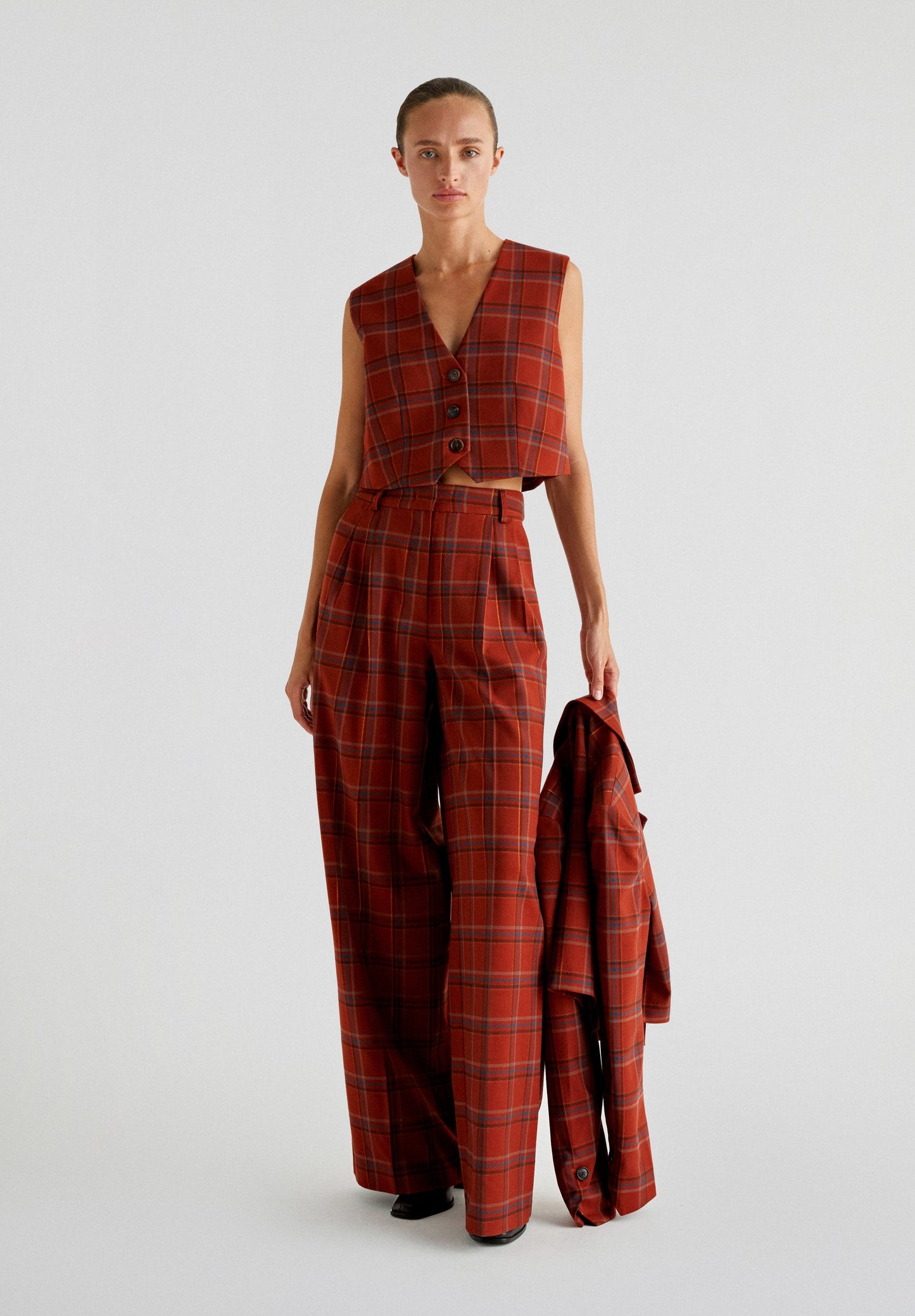 TERRACOTTA CHECK VEST