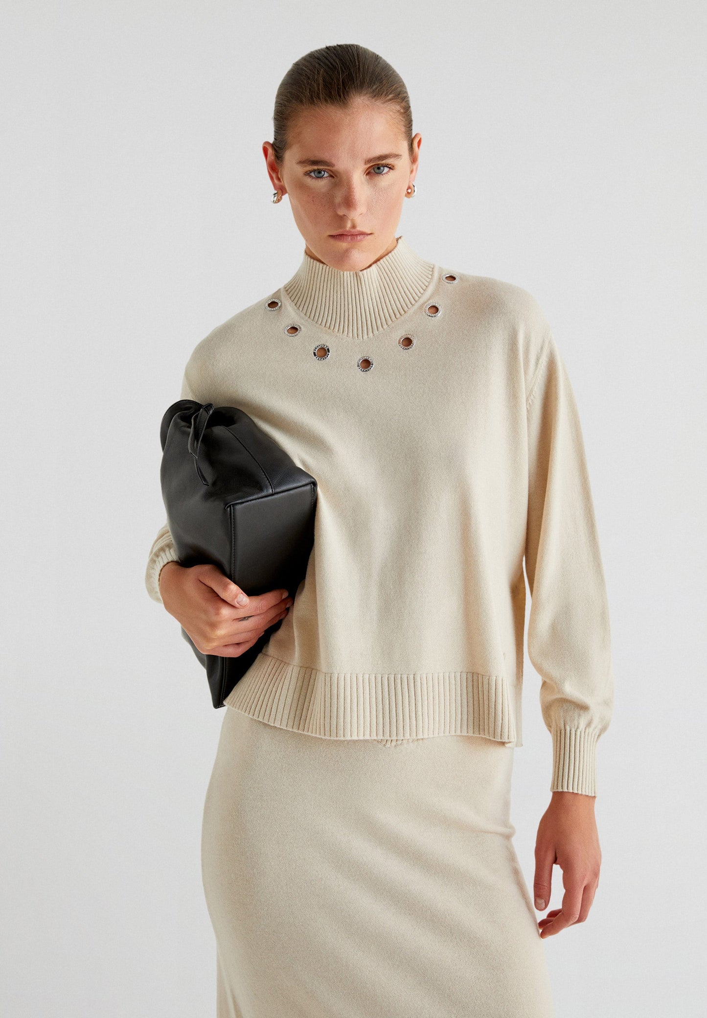 SWEATER WITH EYELET DETAILS