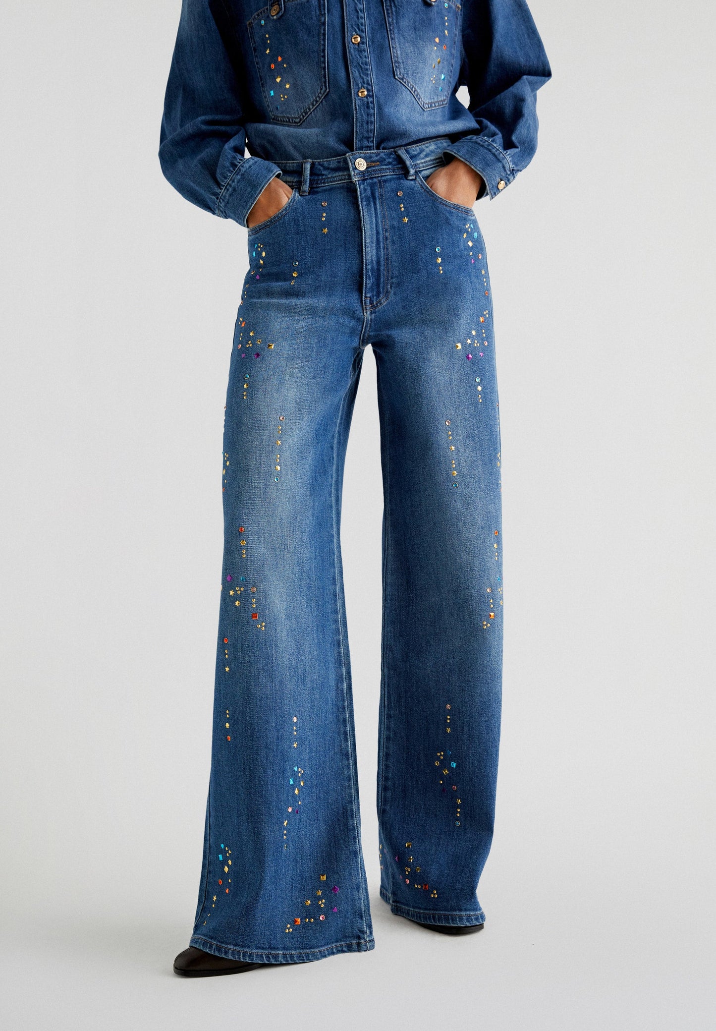 STRASS MULTICOLOR DENIM PANT