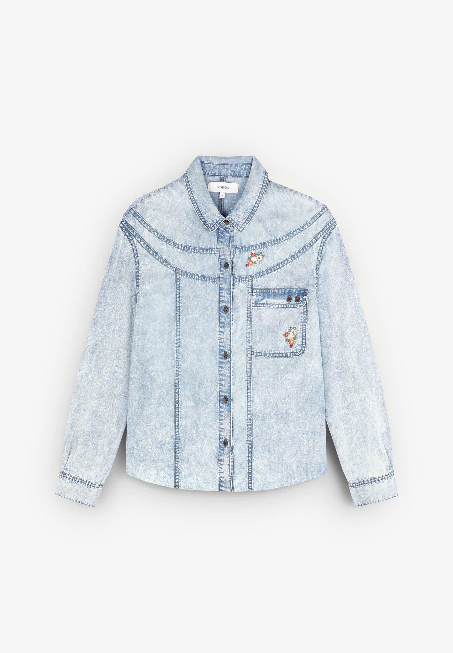 DENIM SHIRT WITH EMBROIDERED DETAILS