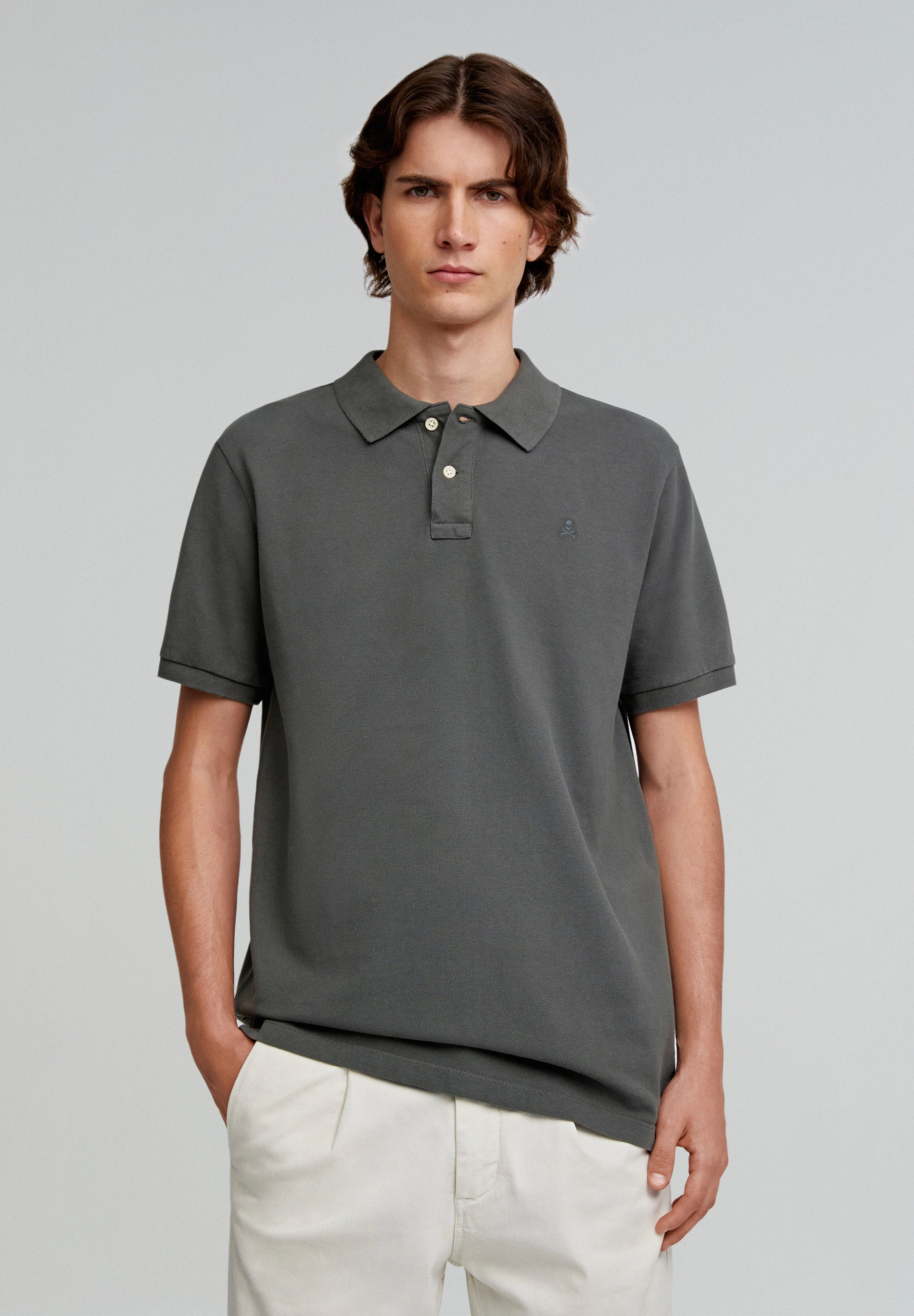 BASIC POLO SHIRT WITH SKULL DETAIL