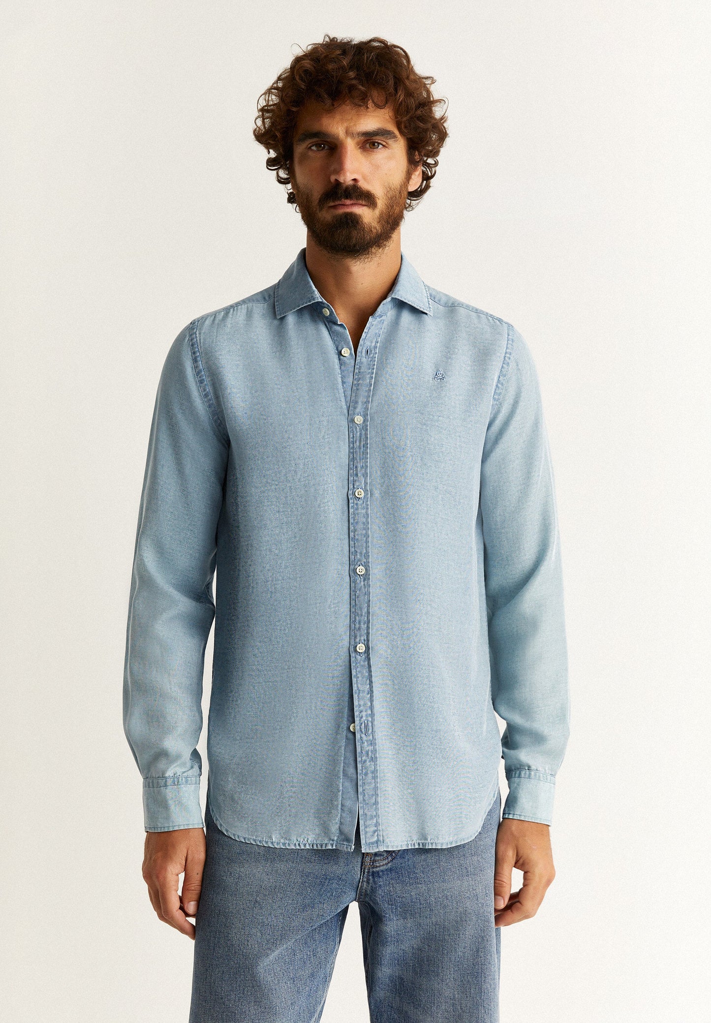 CONTRAST DENIM SHIRT WITH BUTTONS