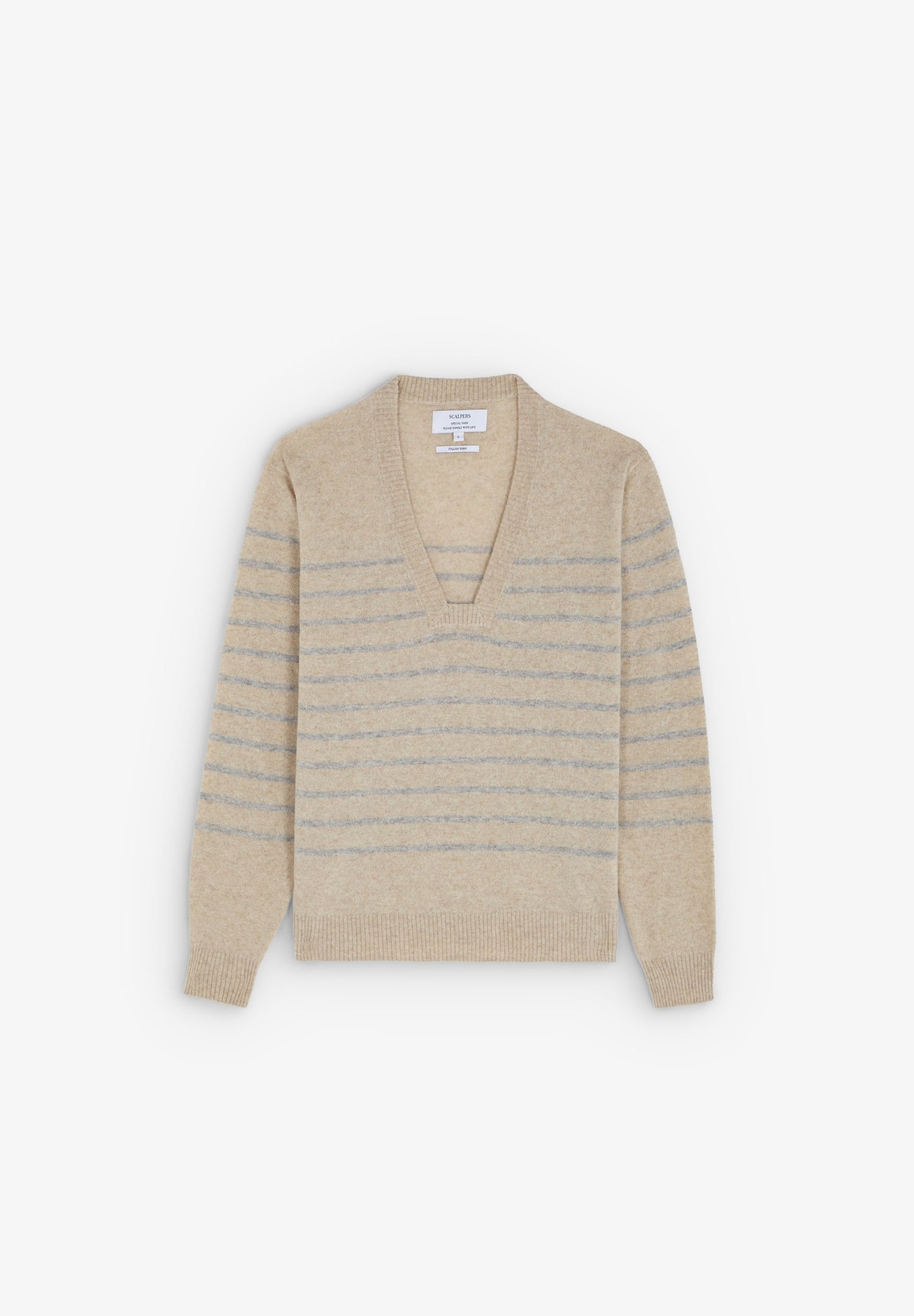 STRIPED SQUARE-CUT NECKLINE SWEATER