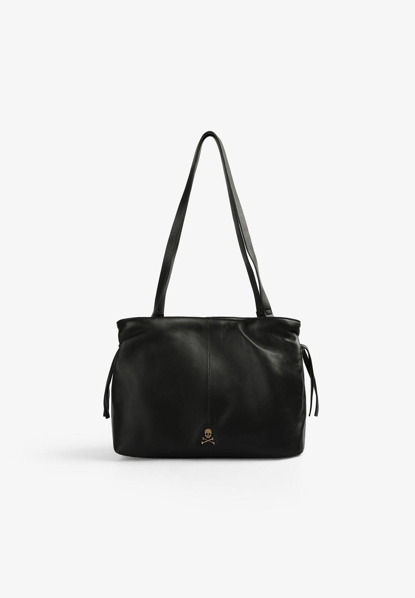 LEATHER BAG WITH DRAWSTRING STRAPS