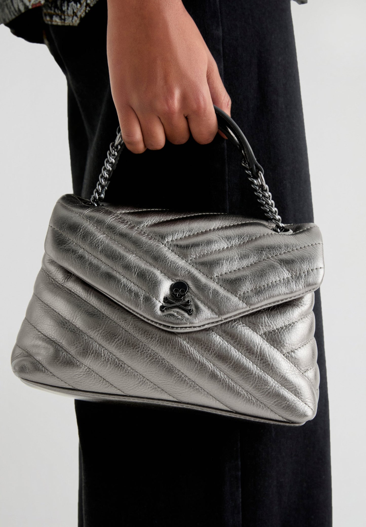 MINI QUILTED METALLIC LEATHER BAG