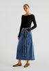 DENIM MIDI SKIRT WITH BOWS