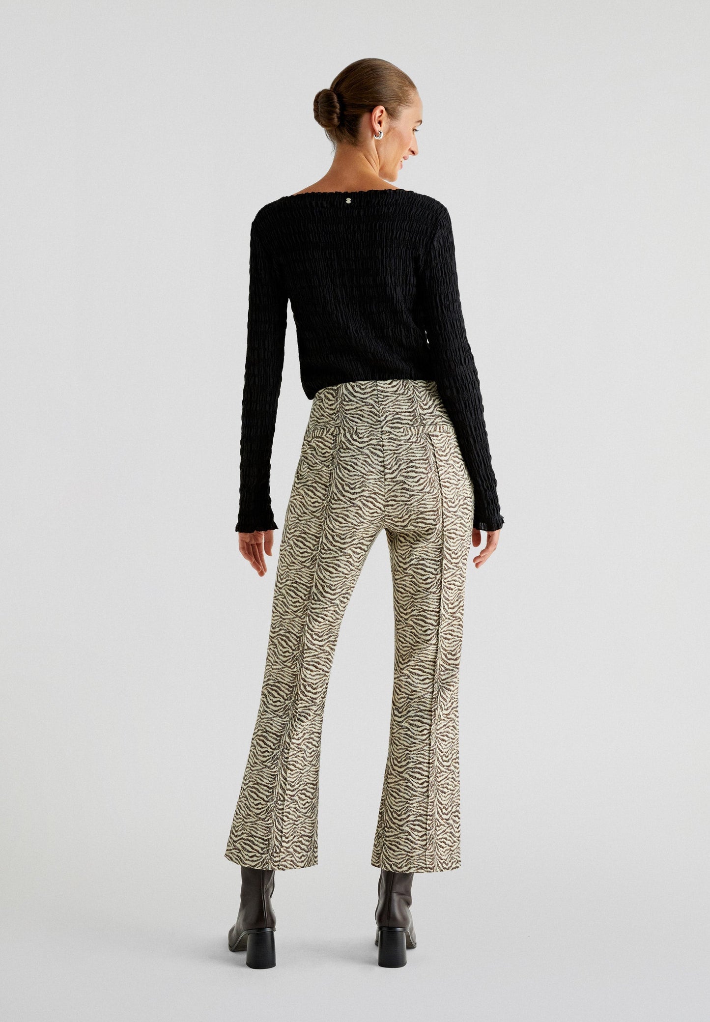 ANIMAL PRINT FLARED TROUSERS