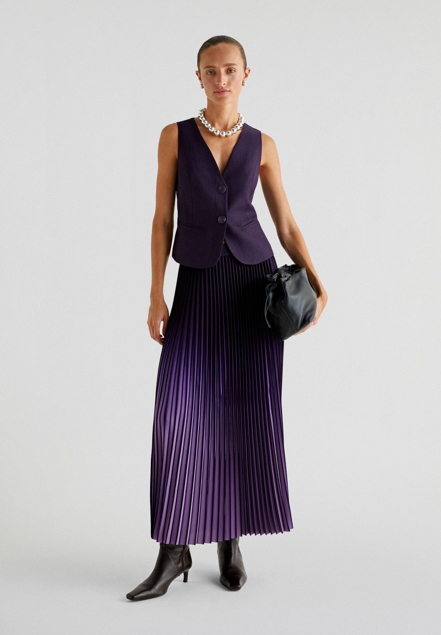 PLEAT DEGRED MIDI SKIRT