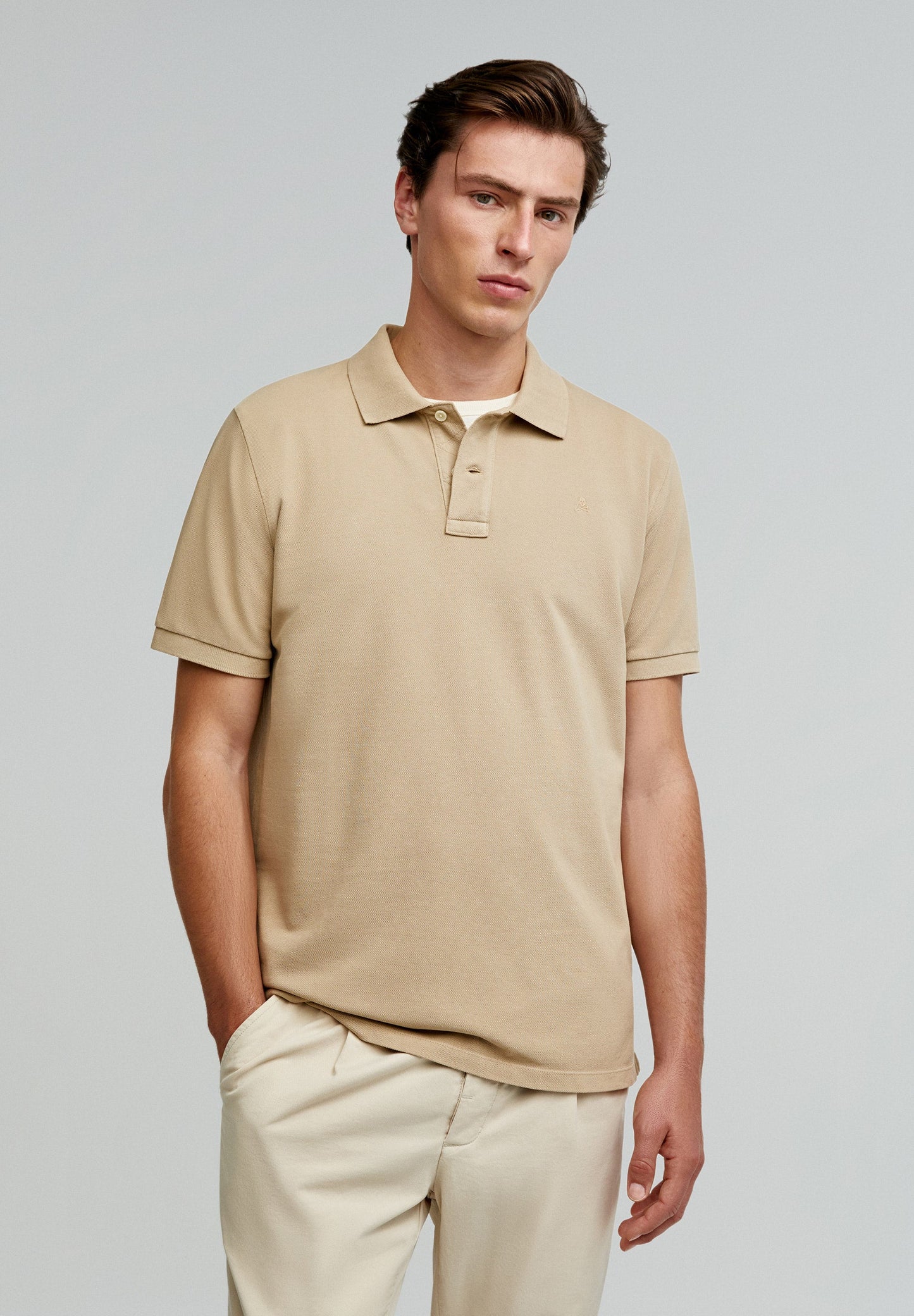 BASIC POLO SHIRT WITH SKULL DETAIL