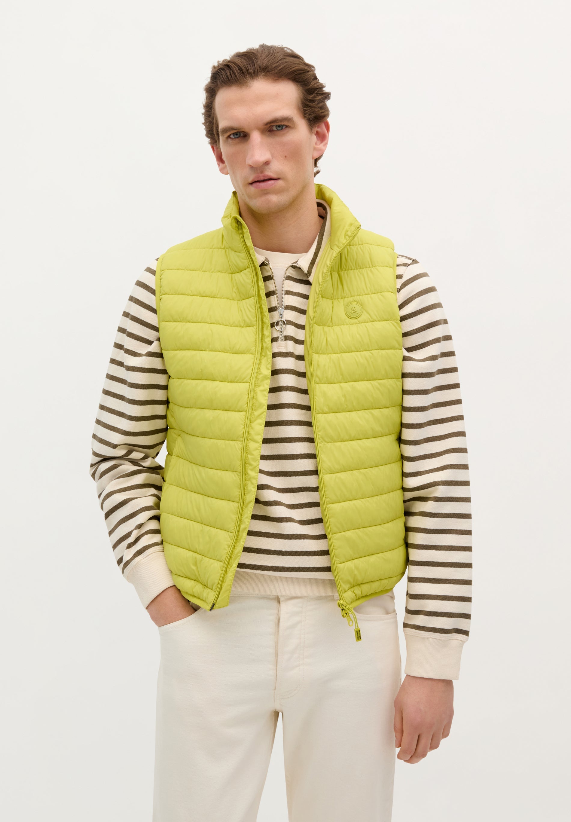 PUFFER GILET WITH SKULL PATCH