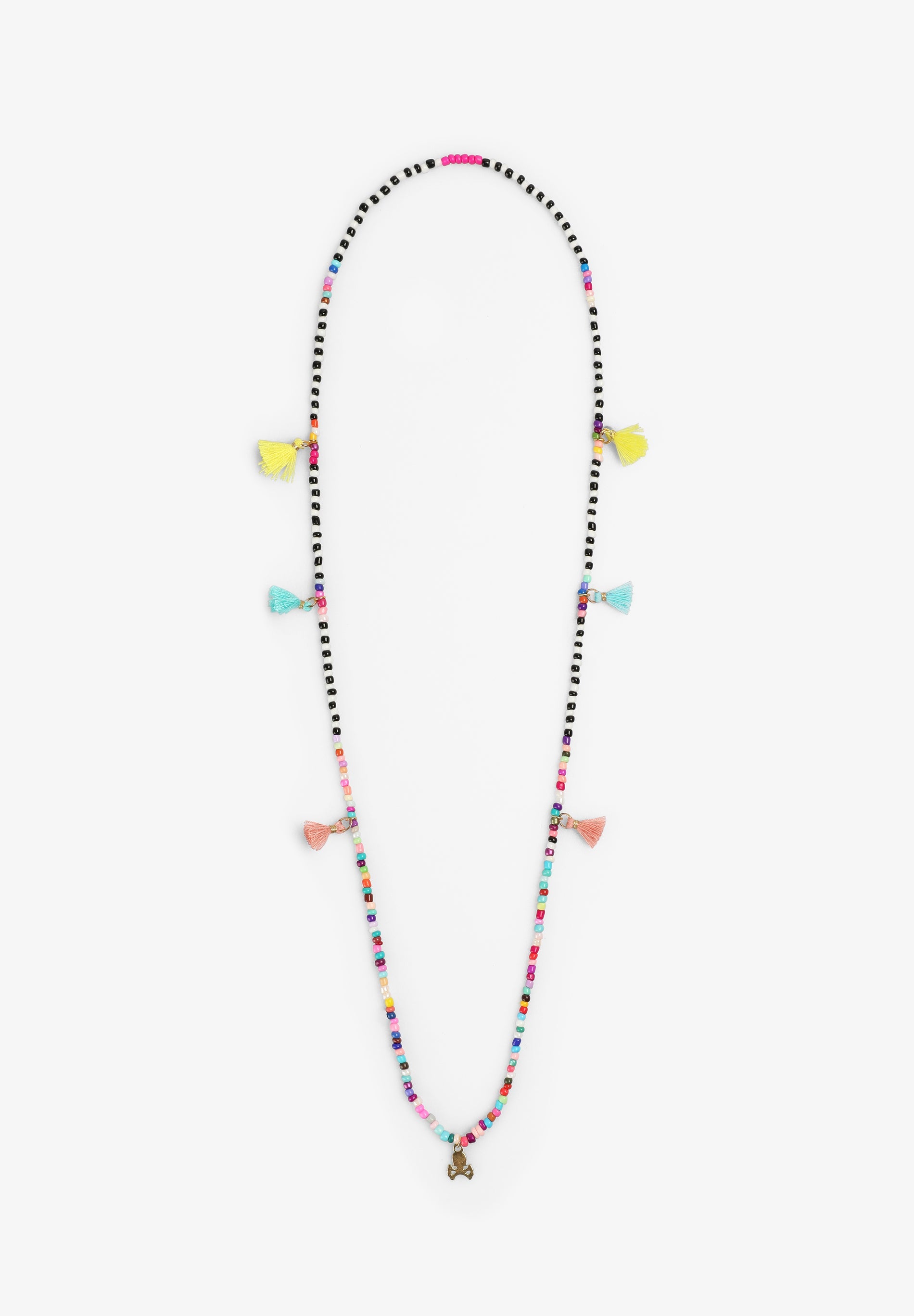 FRINGING AND SKULL BEAD NECKLACE