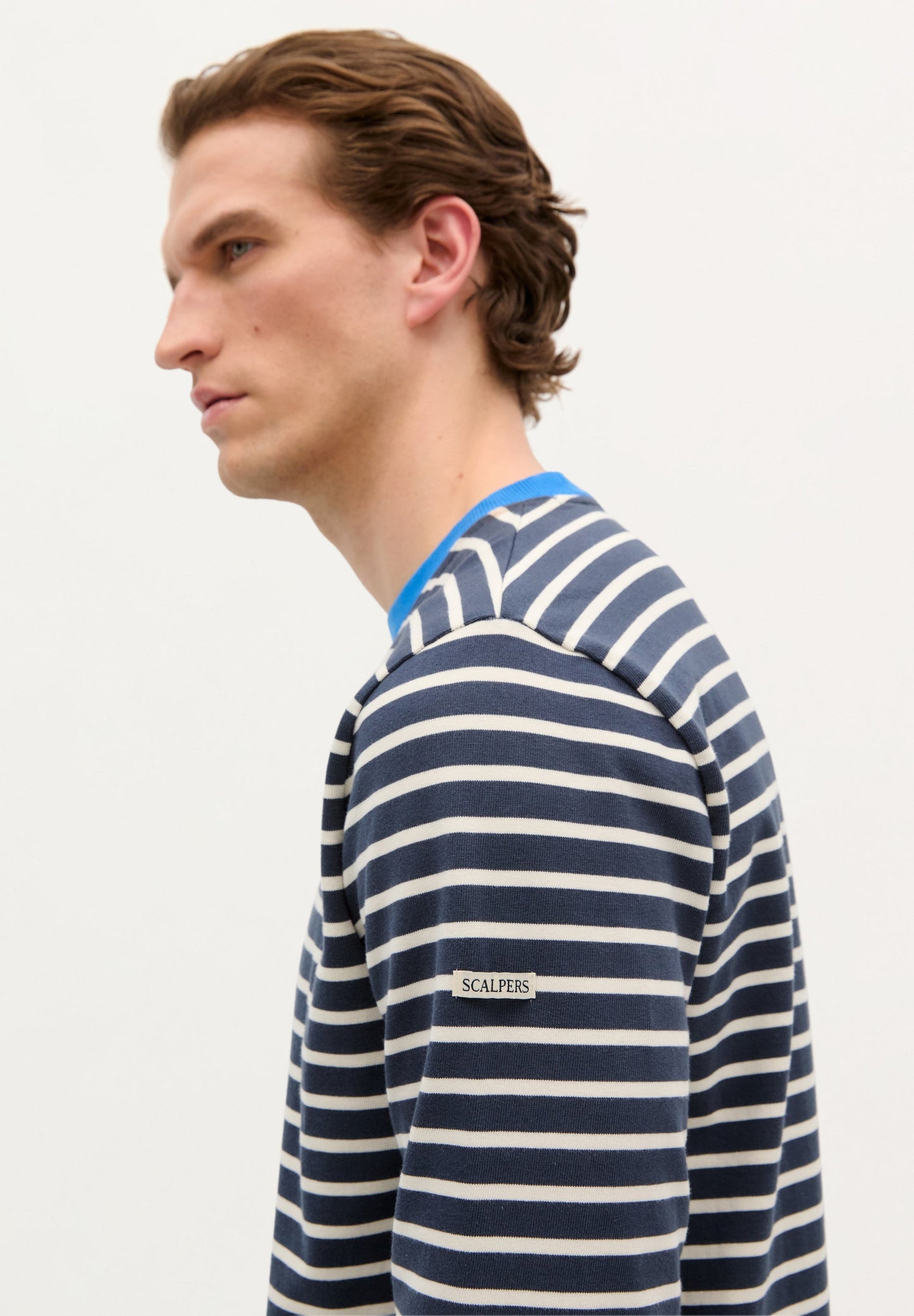 STRIPED T-SHIRT WITH CONTRAST COLLAR