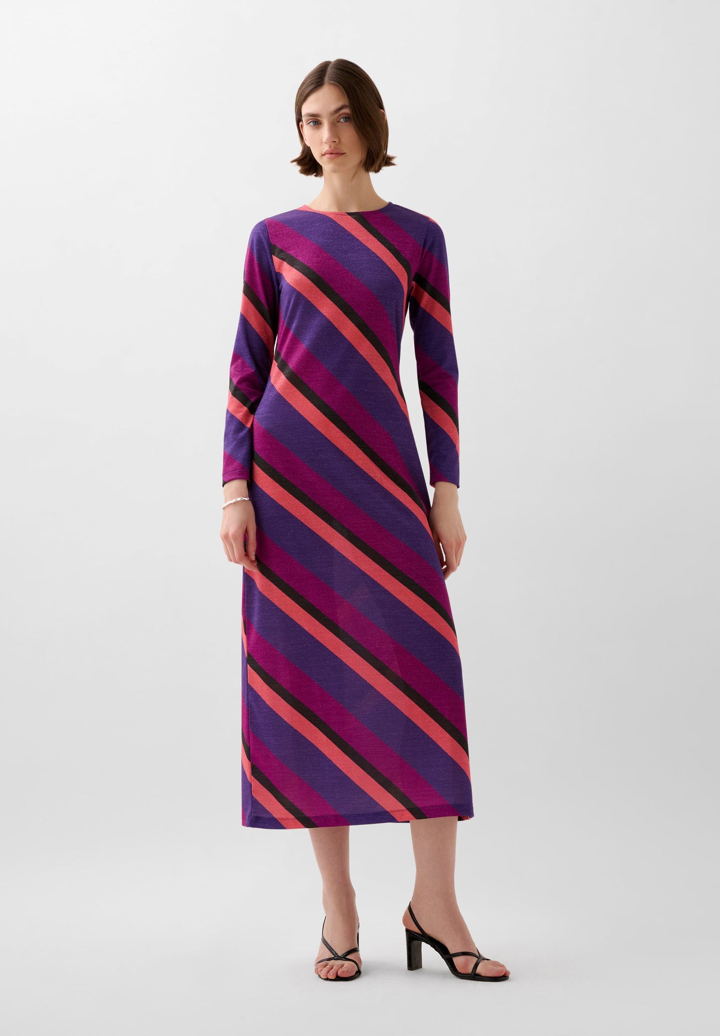 STRIPED DRESS WITH LUREX