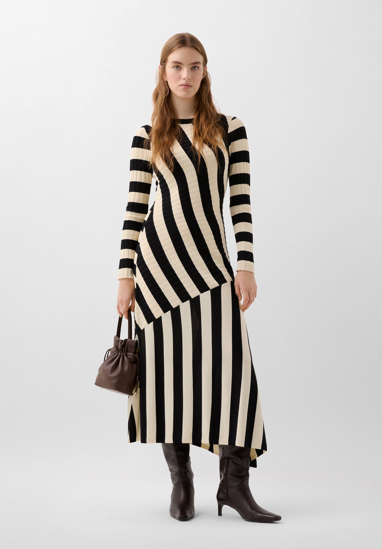 STRIPES LS KNIT DRESS