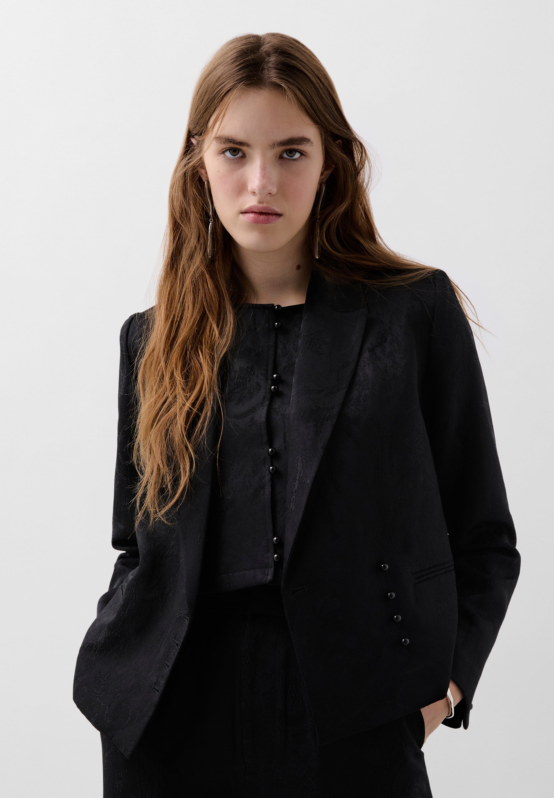 VESTE CROPPED JACQUARD