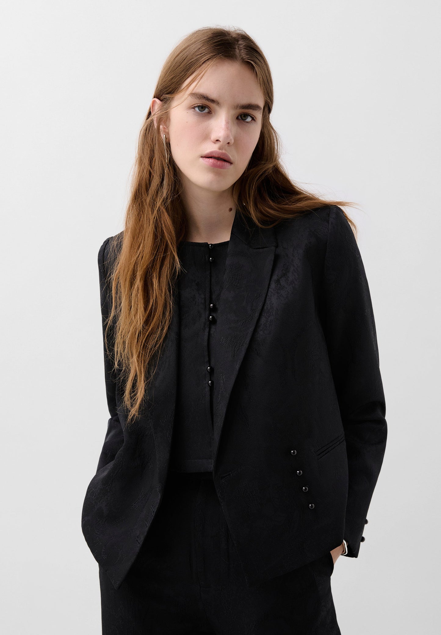 VESTE CROPPED JACQUARD