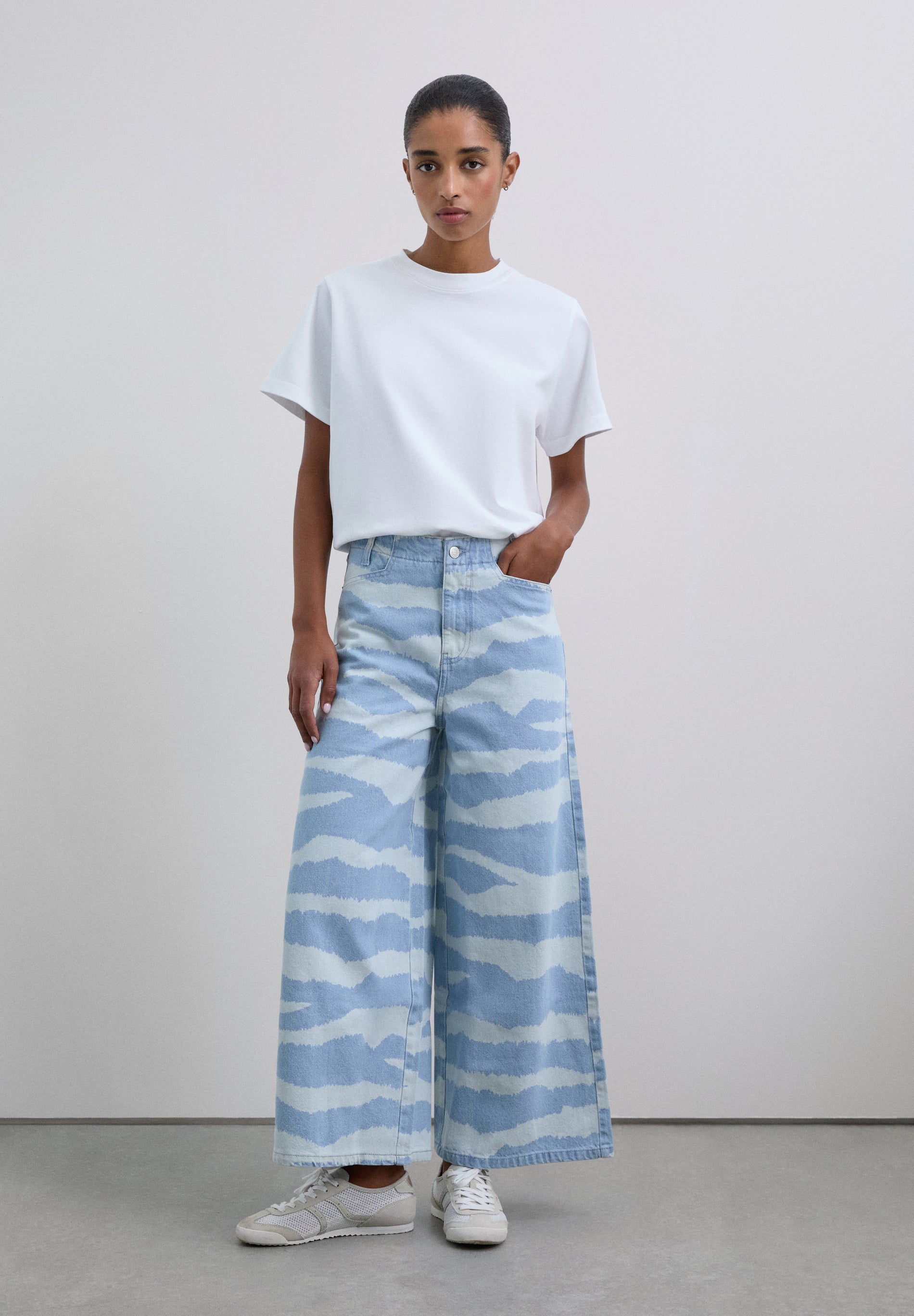 ZEBRA PRINT DENIM TROUSERS