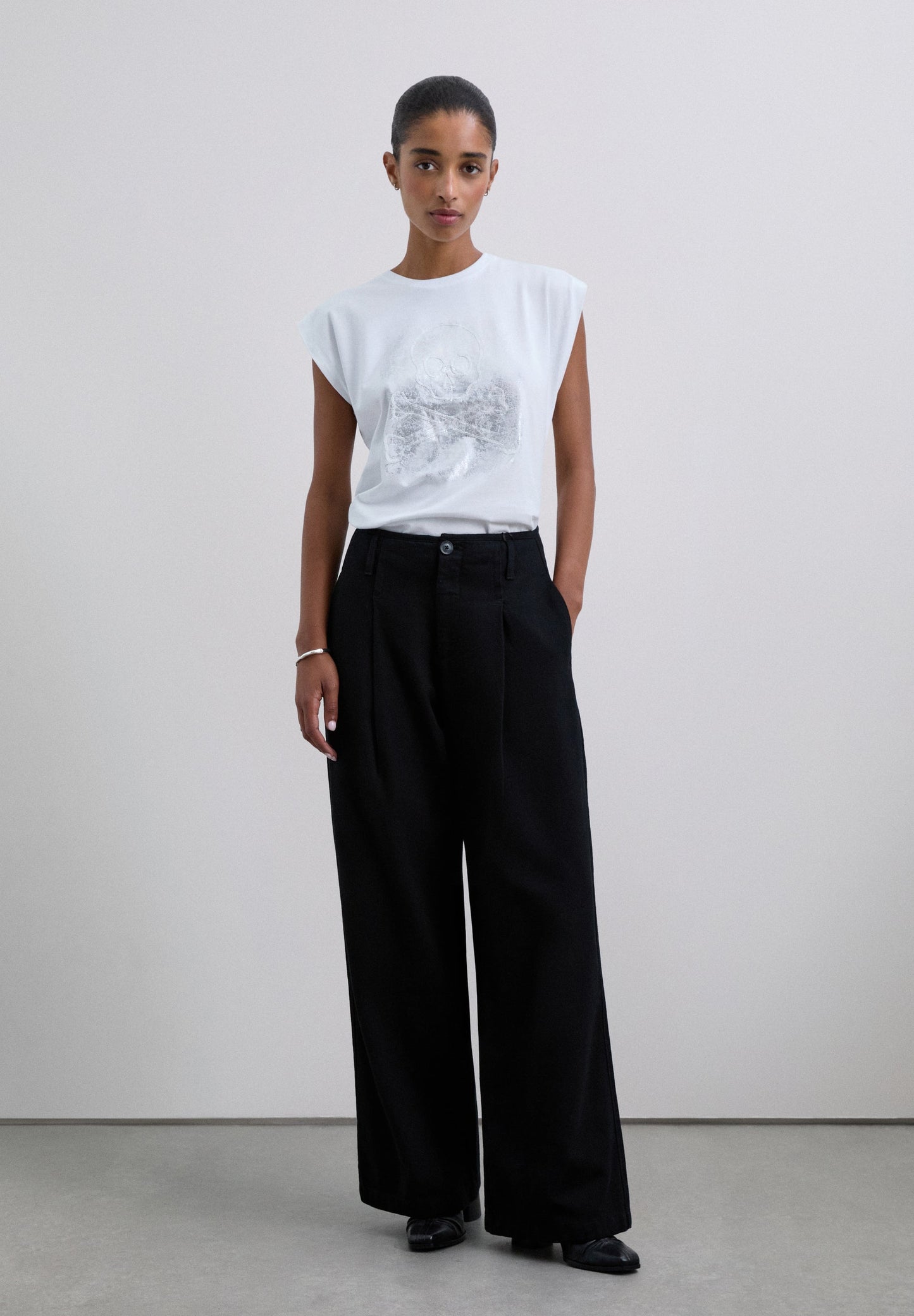 T-SHIRT IMPRIMÉ SKULL MÉTALLISÉ