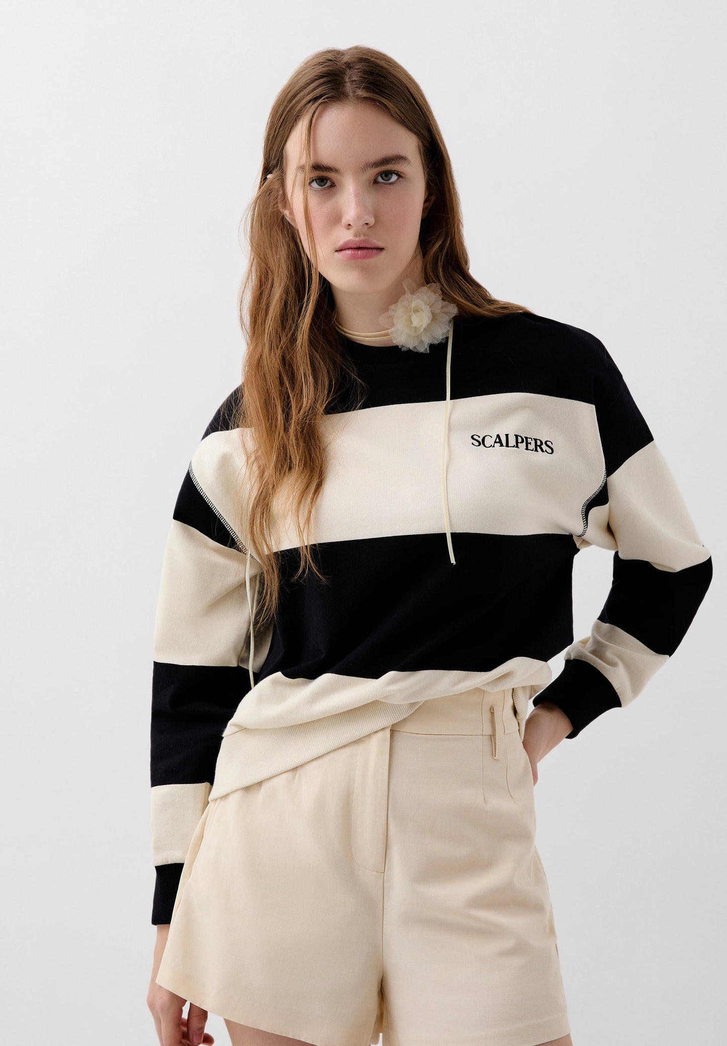 STRIPED SWEATSHIRT WITH EMBROIDERED LOGO