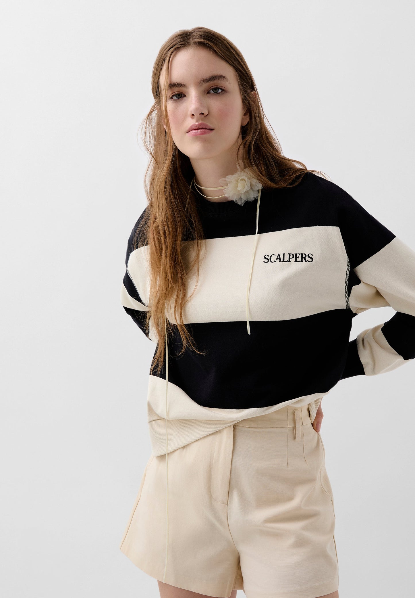 STRIPED SWEATSHIRT WITH EMBROIDERED LOGO