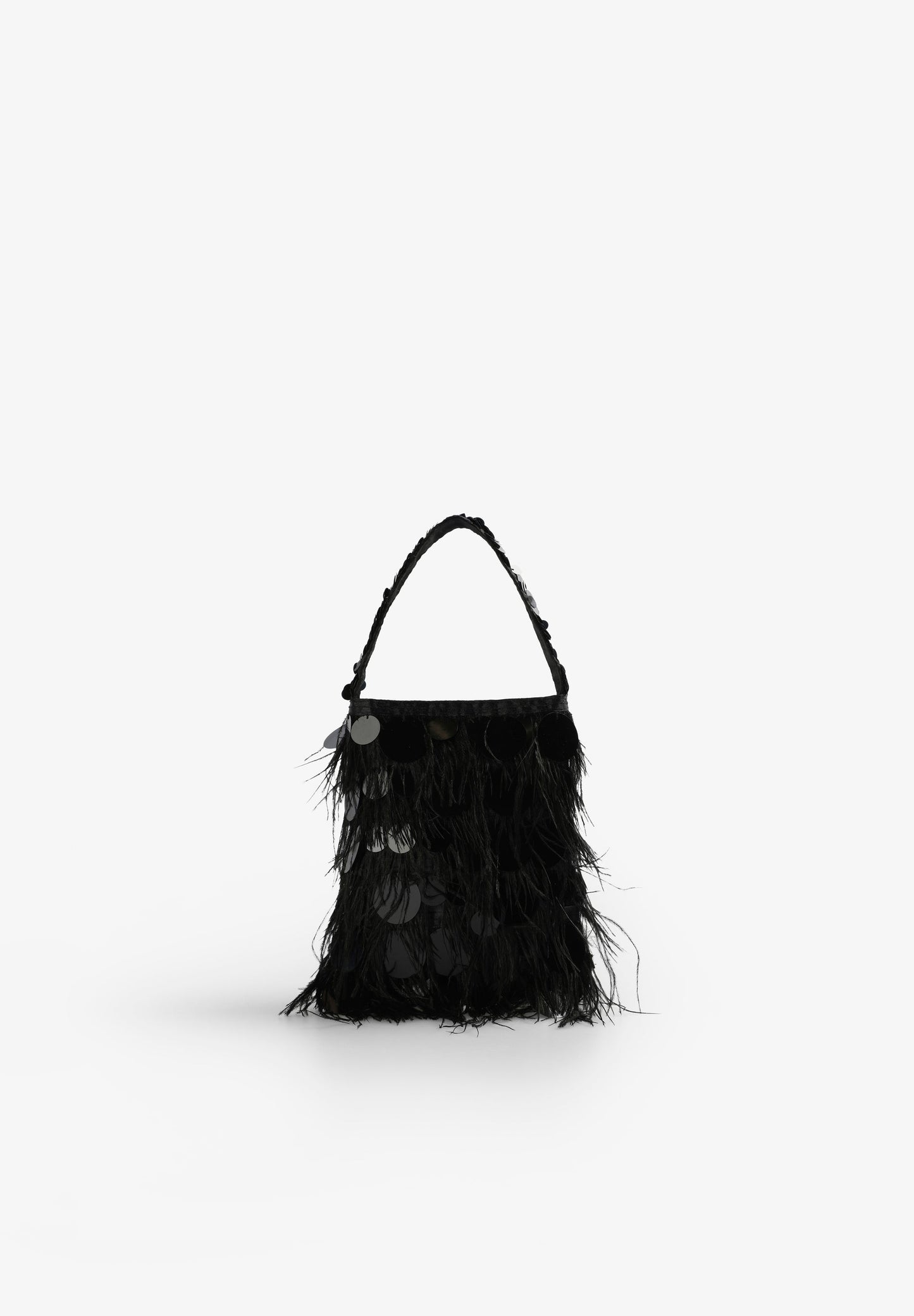 BAG WITH FEATHERS AND SEQUINS