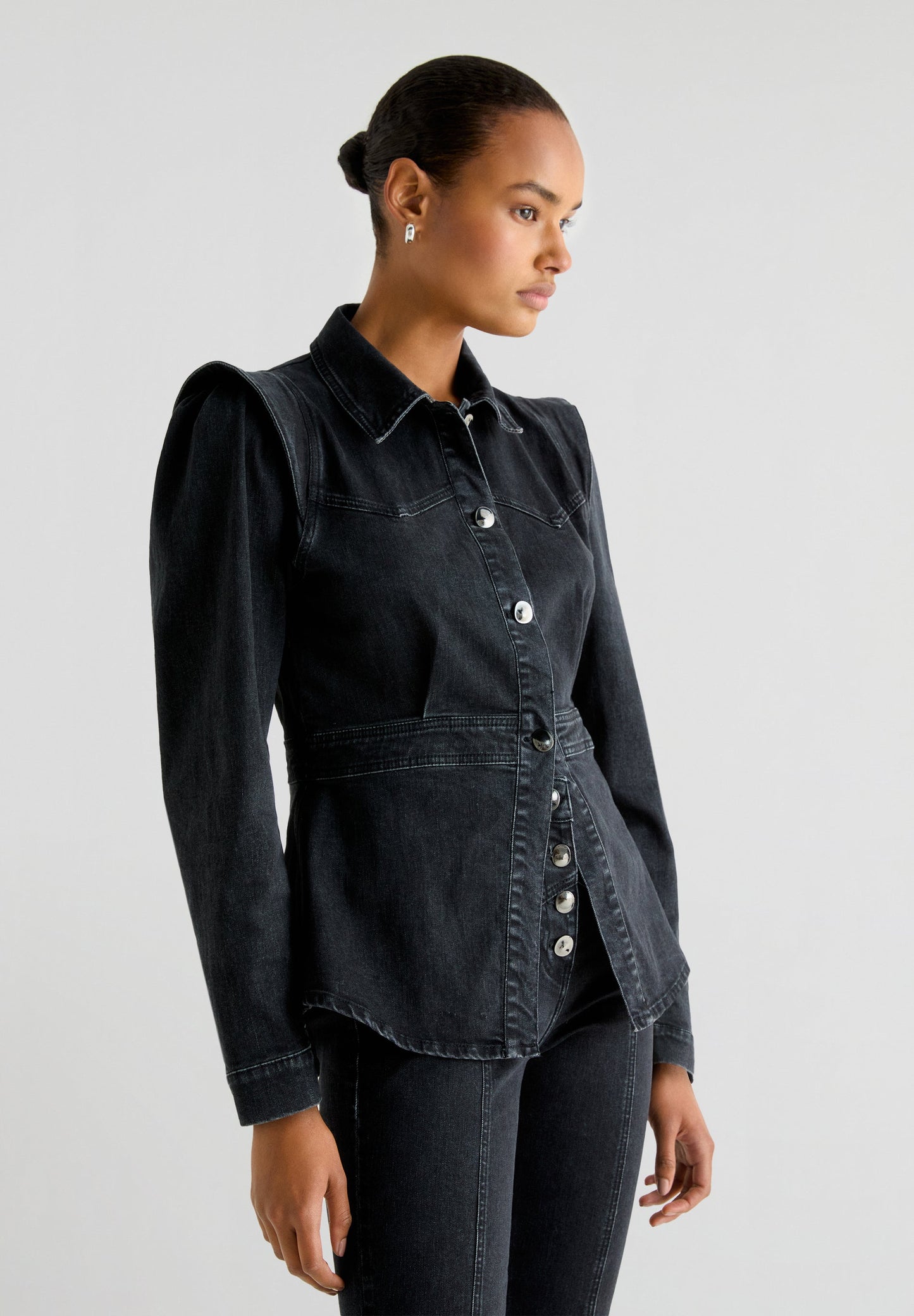 CHEMISE JEAN MANCHES BOUFFANTES