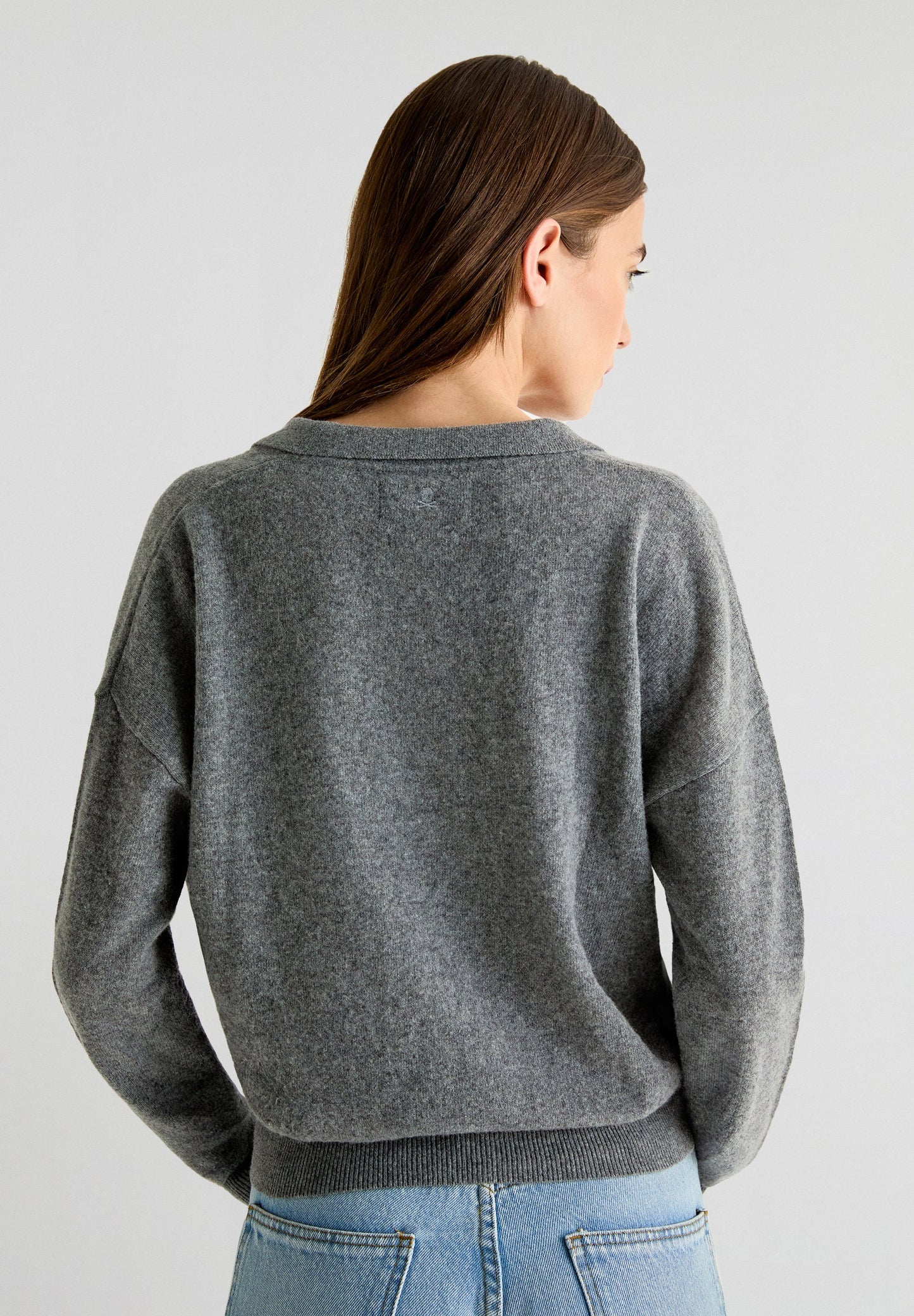 WOOL BLEND POLO SHIRT-STYLE SWEATER