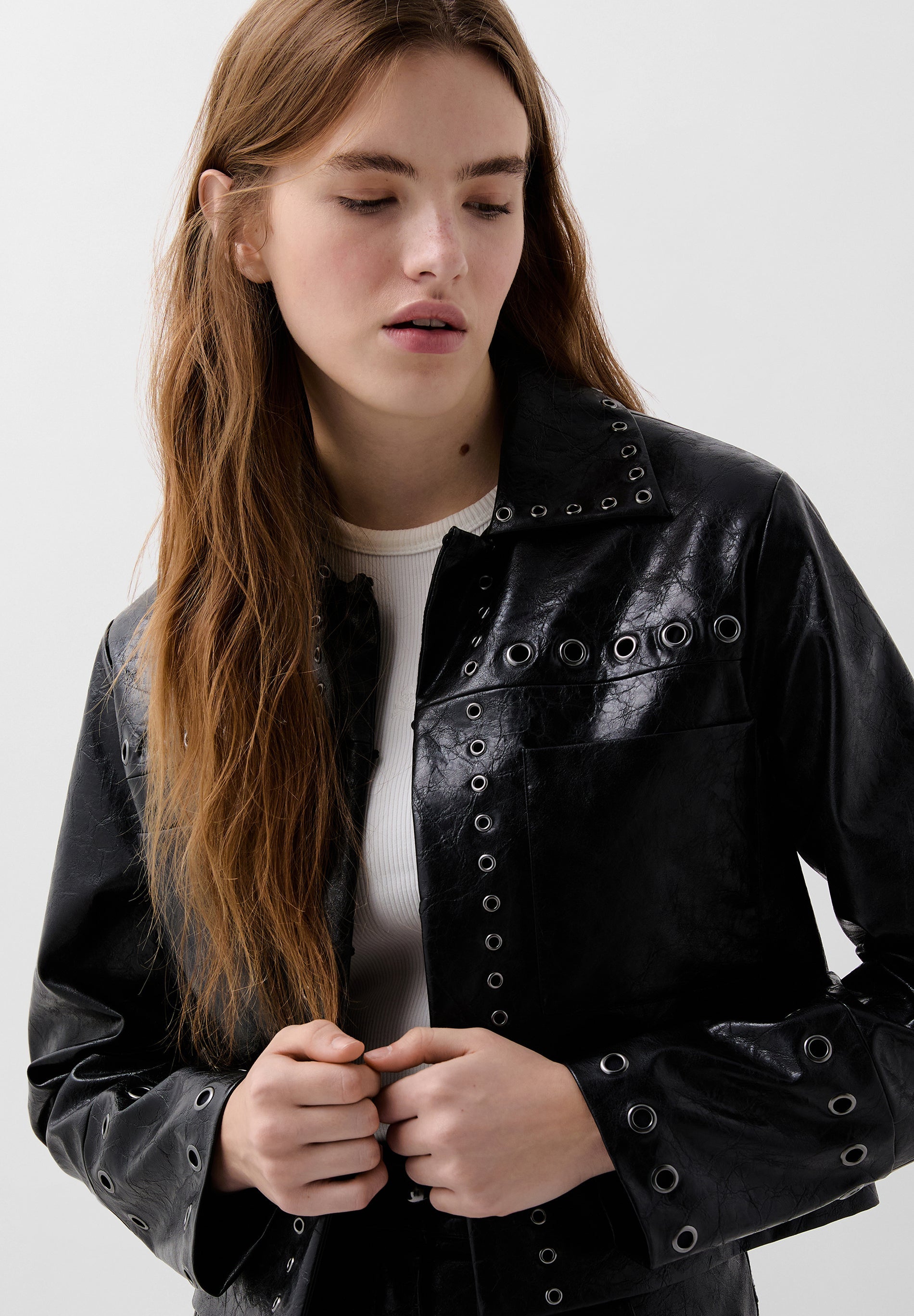 WAXED JACKET WITH EYELETS