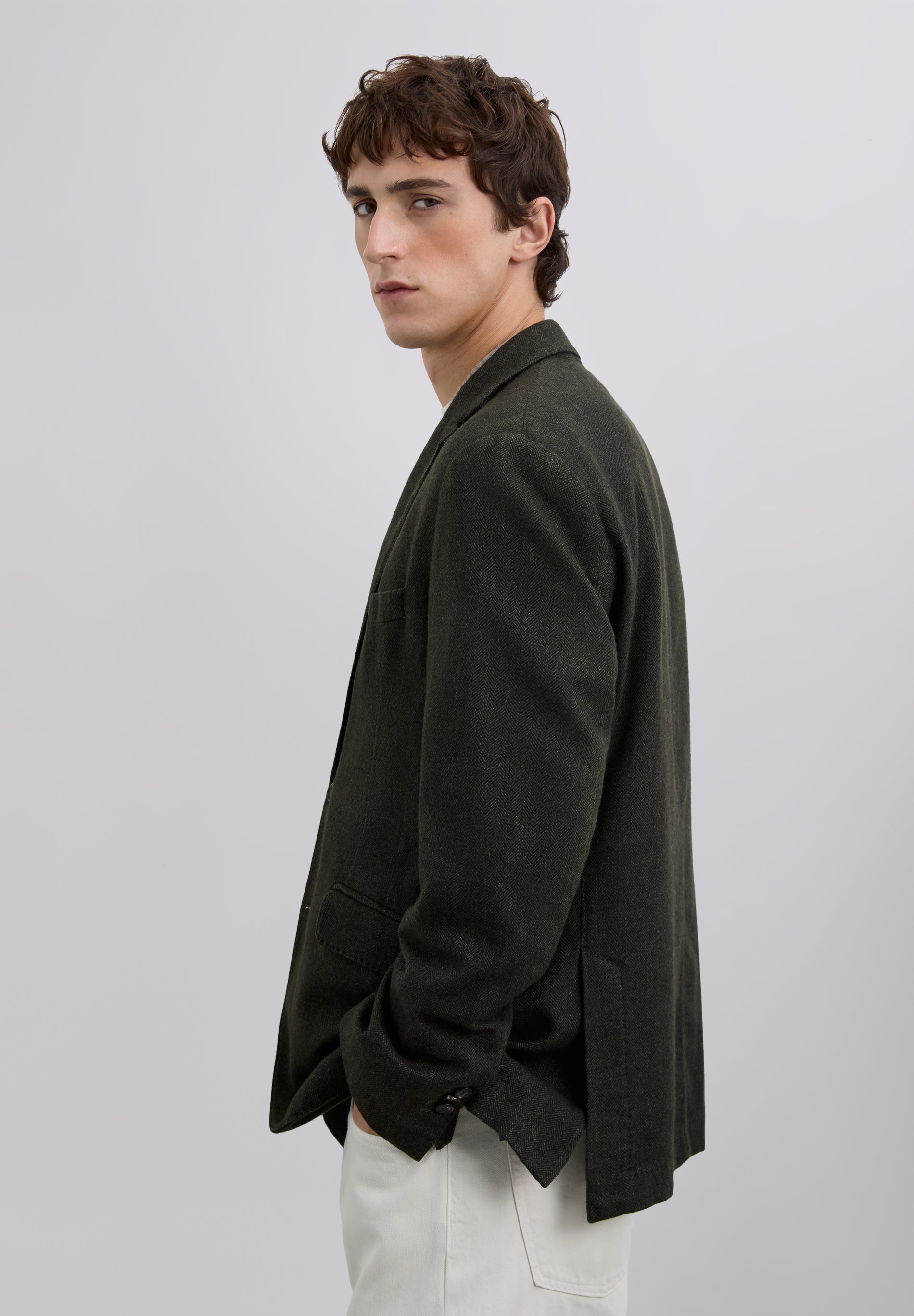 HERRINGBONE WOOL BLAZER