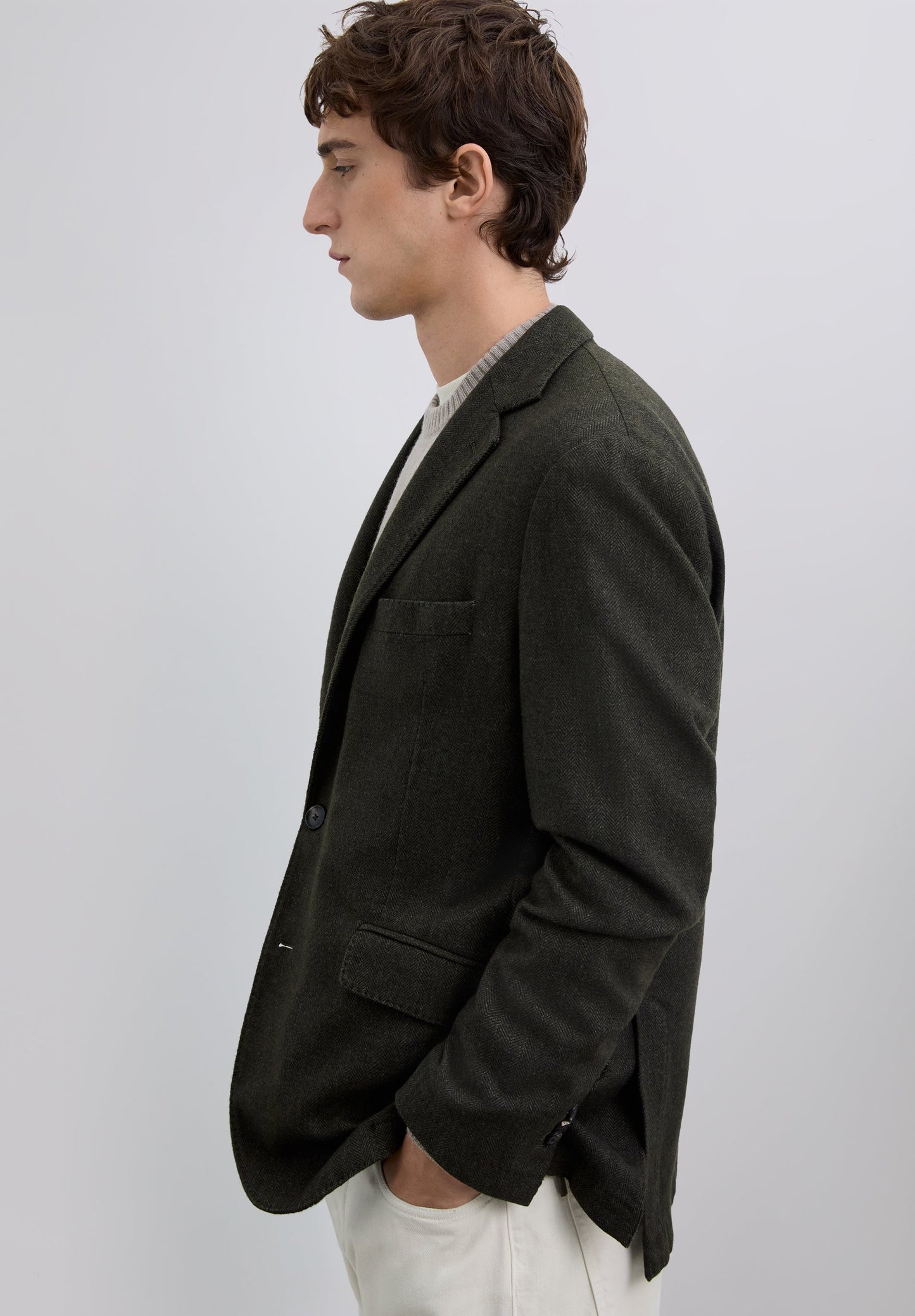 HERRINGBONE WOOL BLAZER