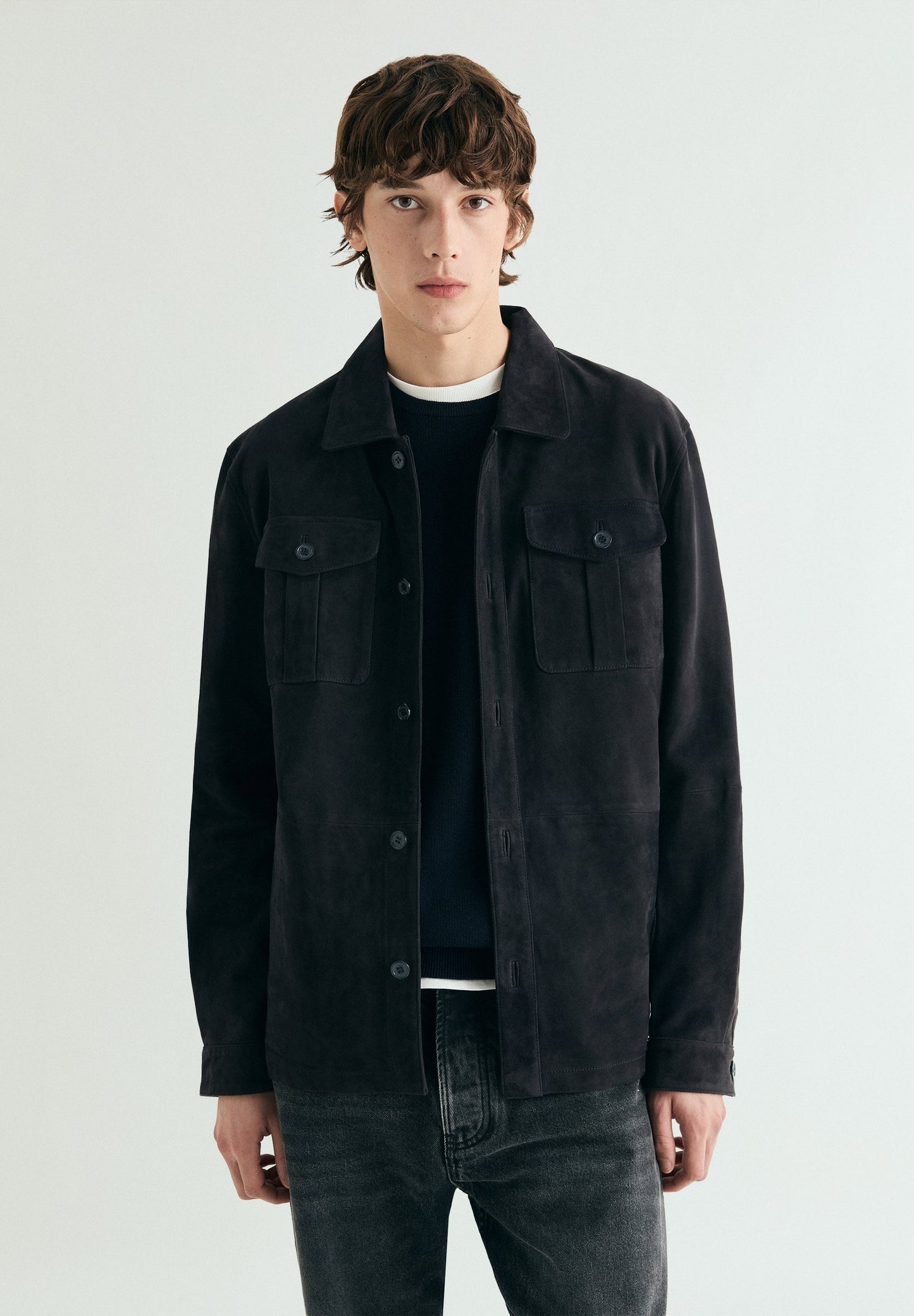 SUEDE OVERSHIRT WITH POCKETS