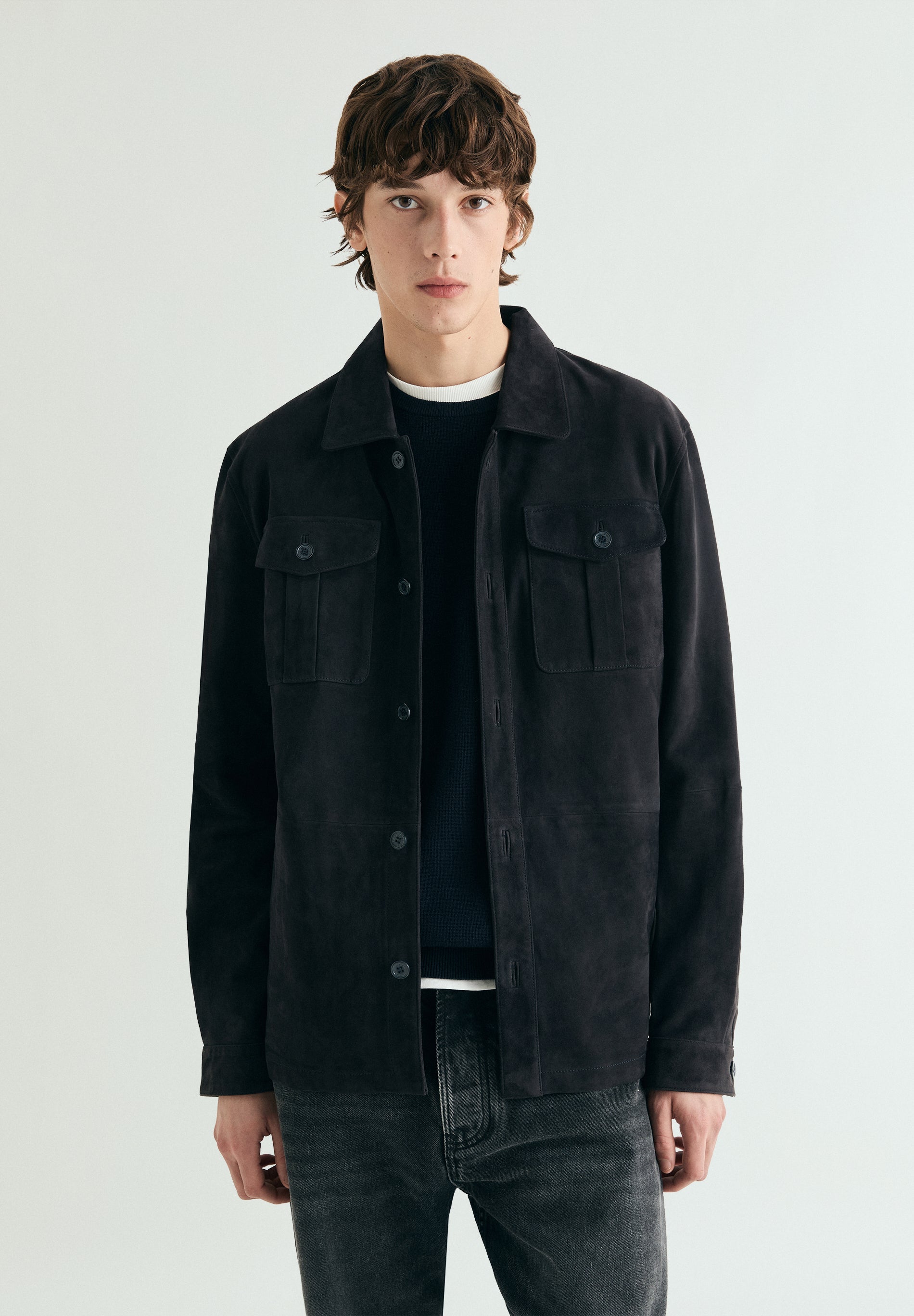SUEDE OVERSHIRT WITH POCKETS