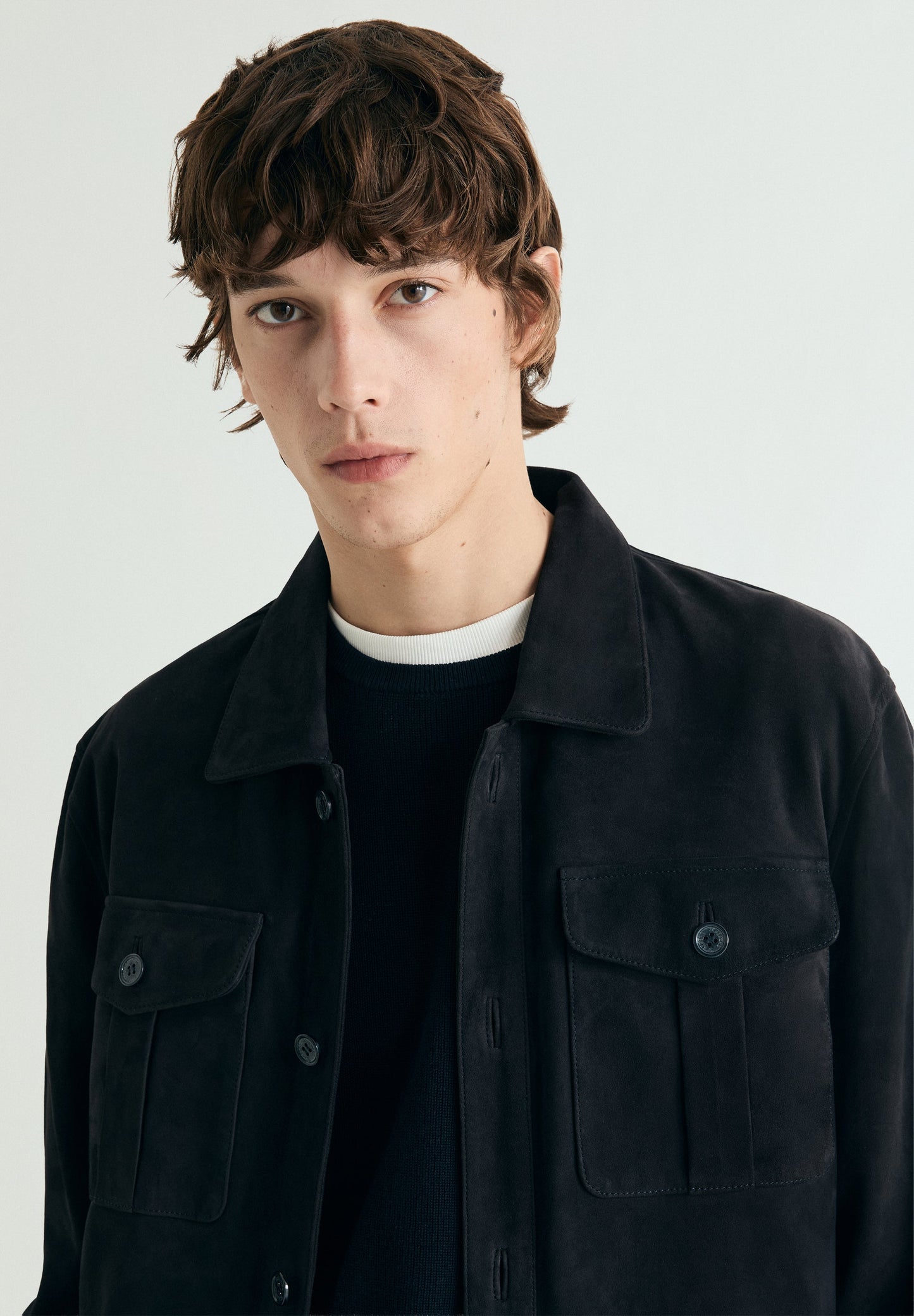 SUEDE OVERSHIRT WITH POCKETS