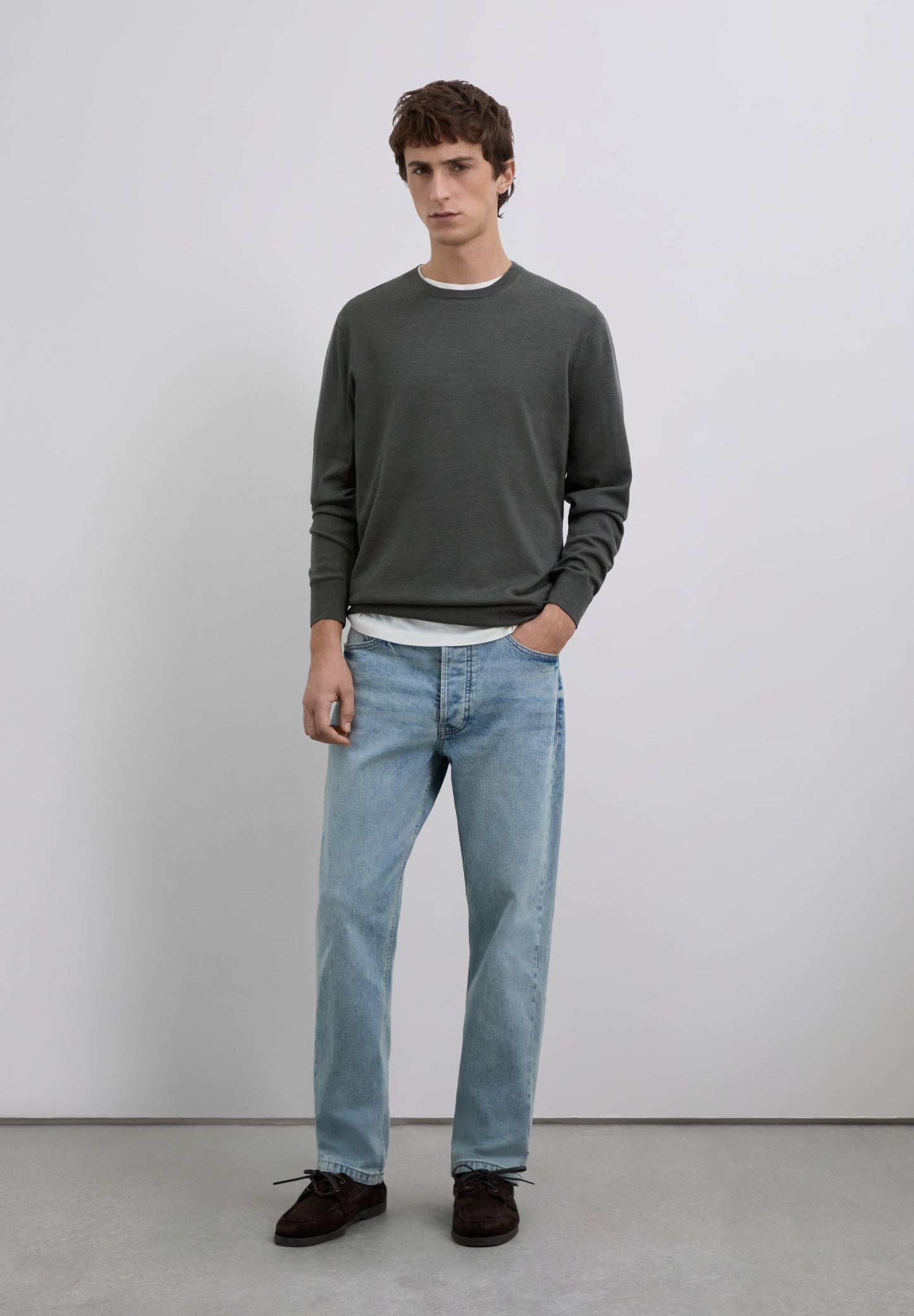 WOOL SWEATER WITH EMBROIDERED SKULL