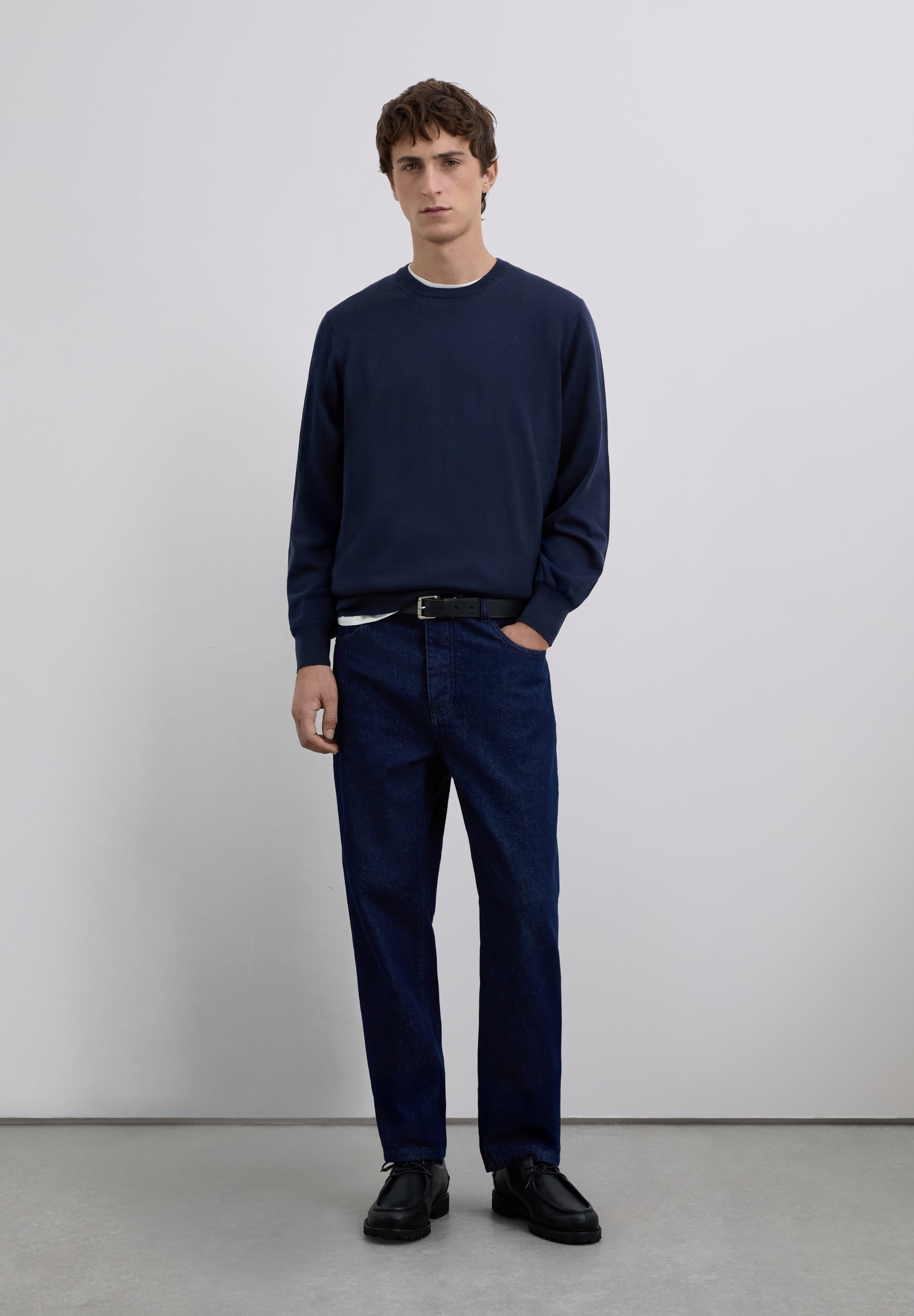 WOOL SWEATER WITH EMBROIDERED SKULL