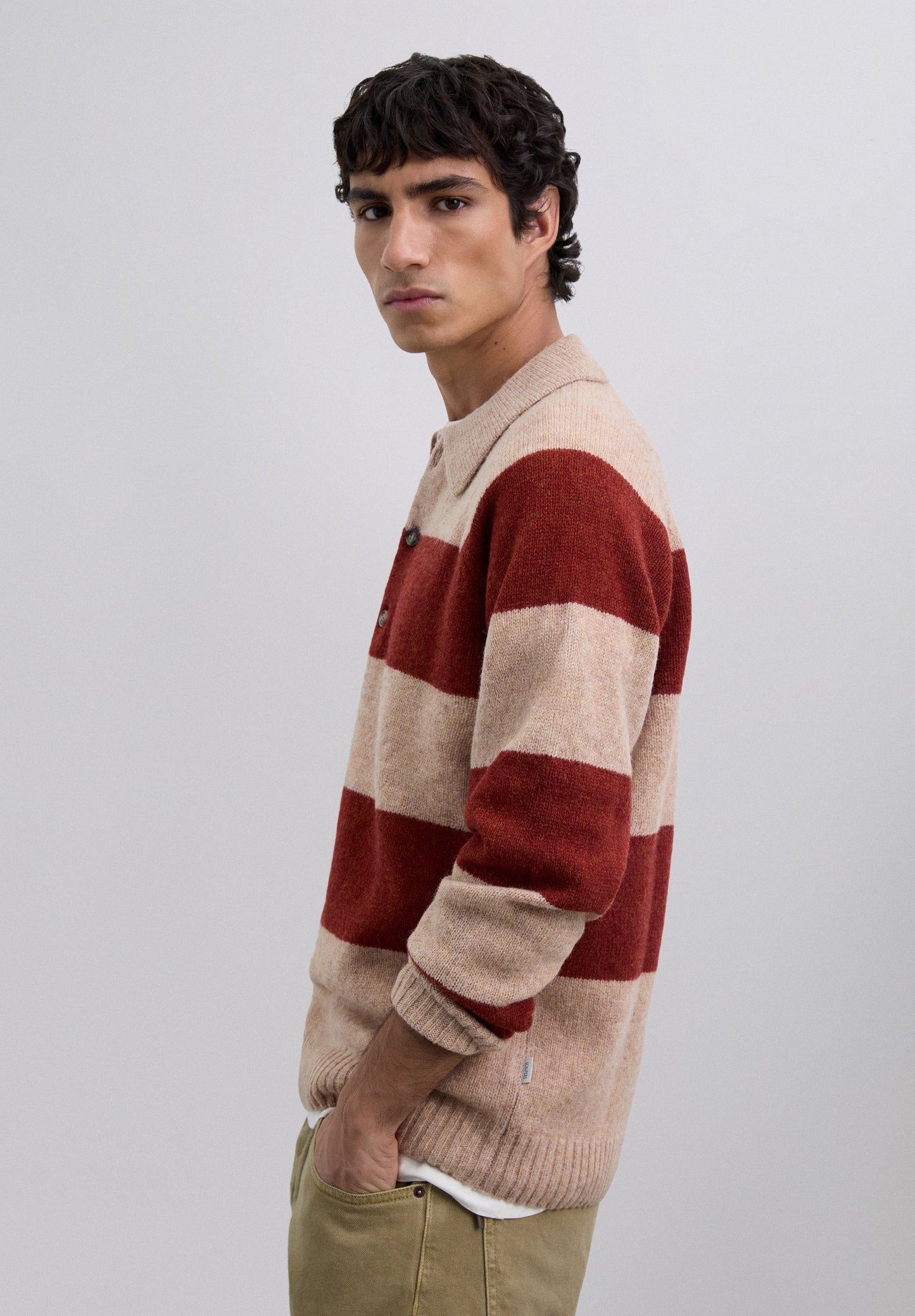 STRIPED POLO SWEATER