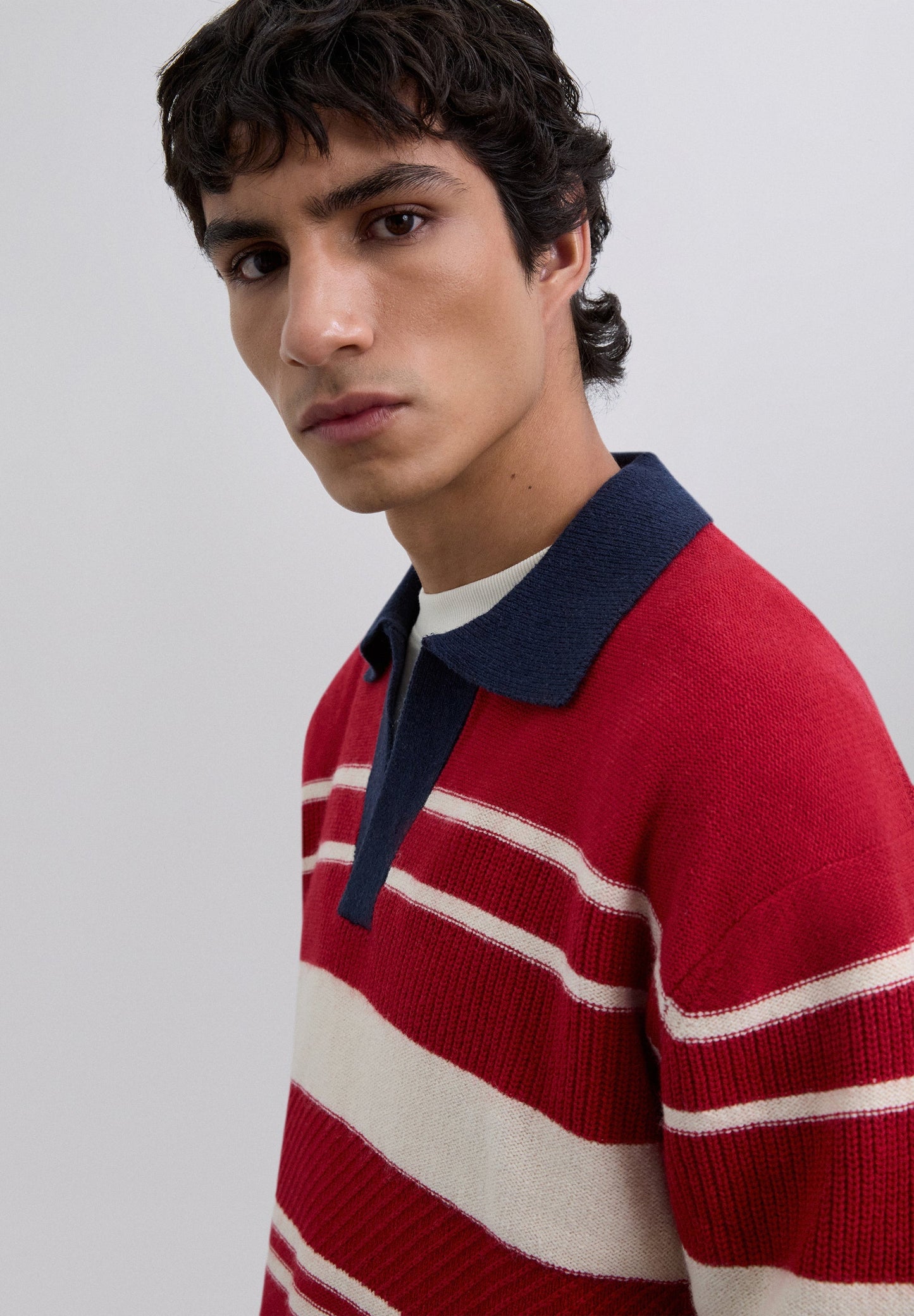 STRIPED POLO SWEATER