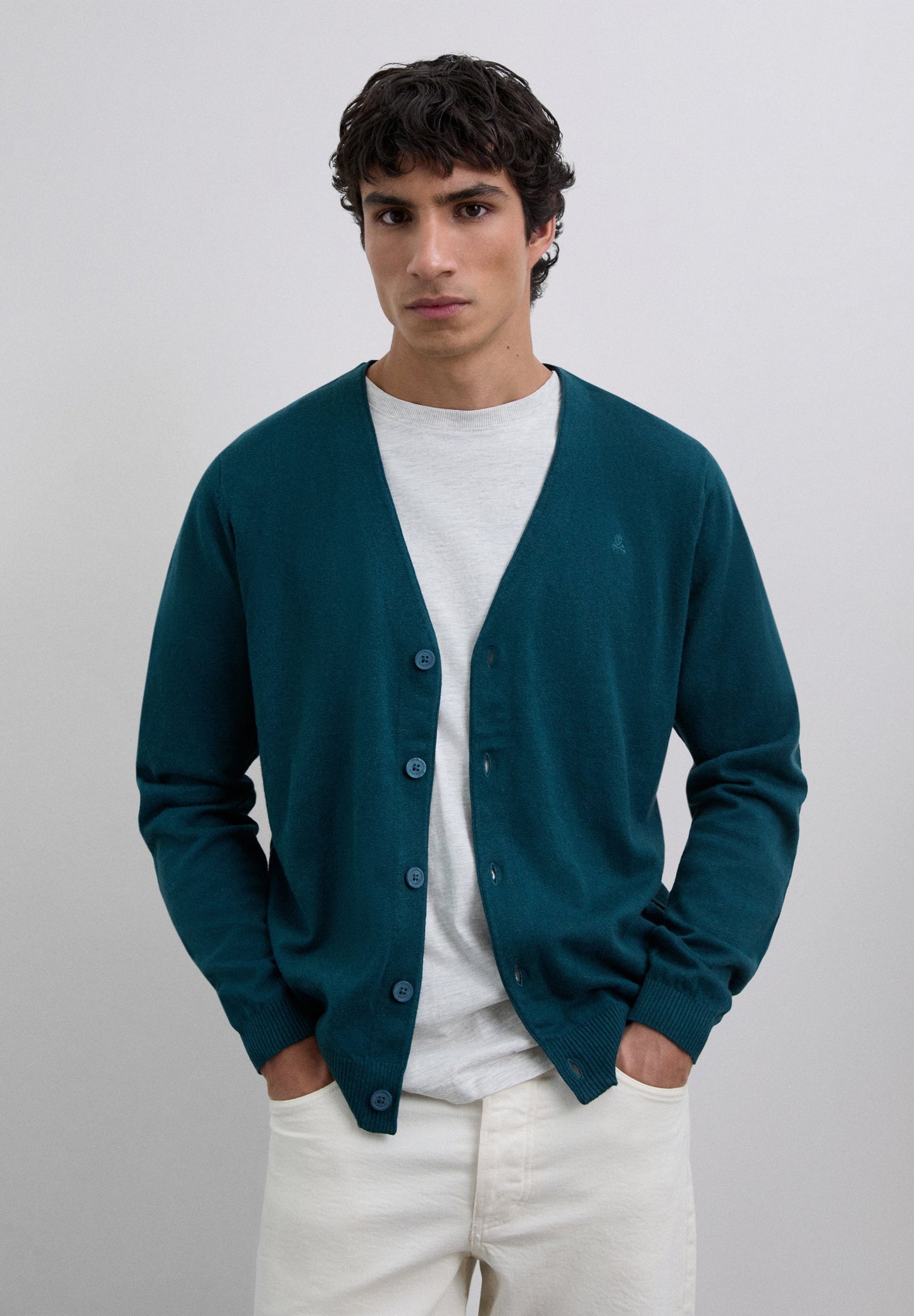 V-NECK CARDIGAN WITH SKULL